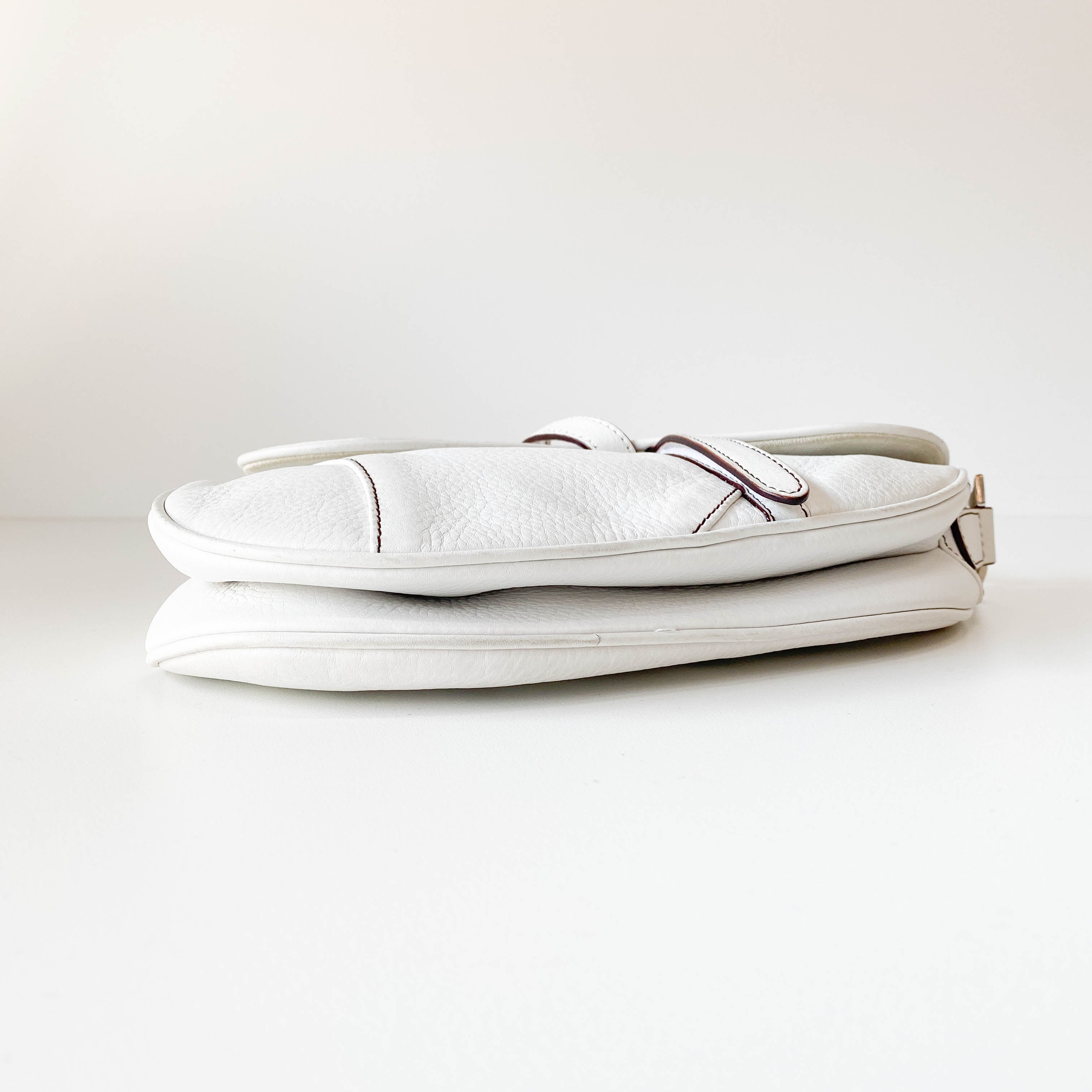 Saddle White Leather Shoulder Bag