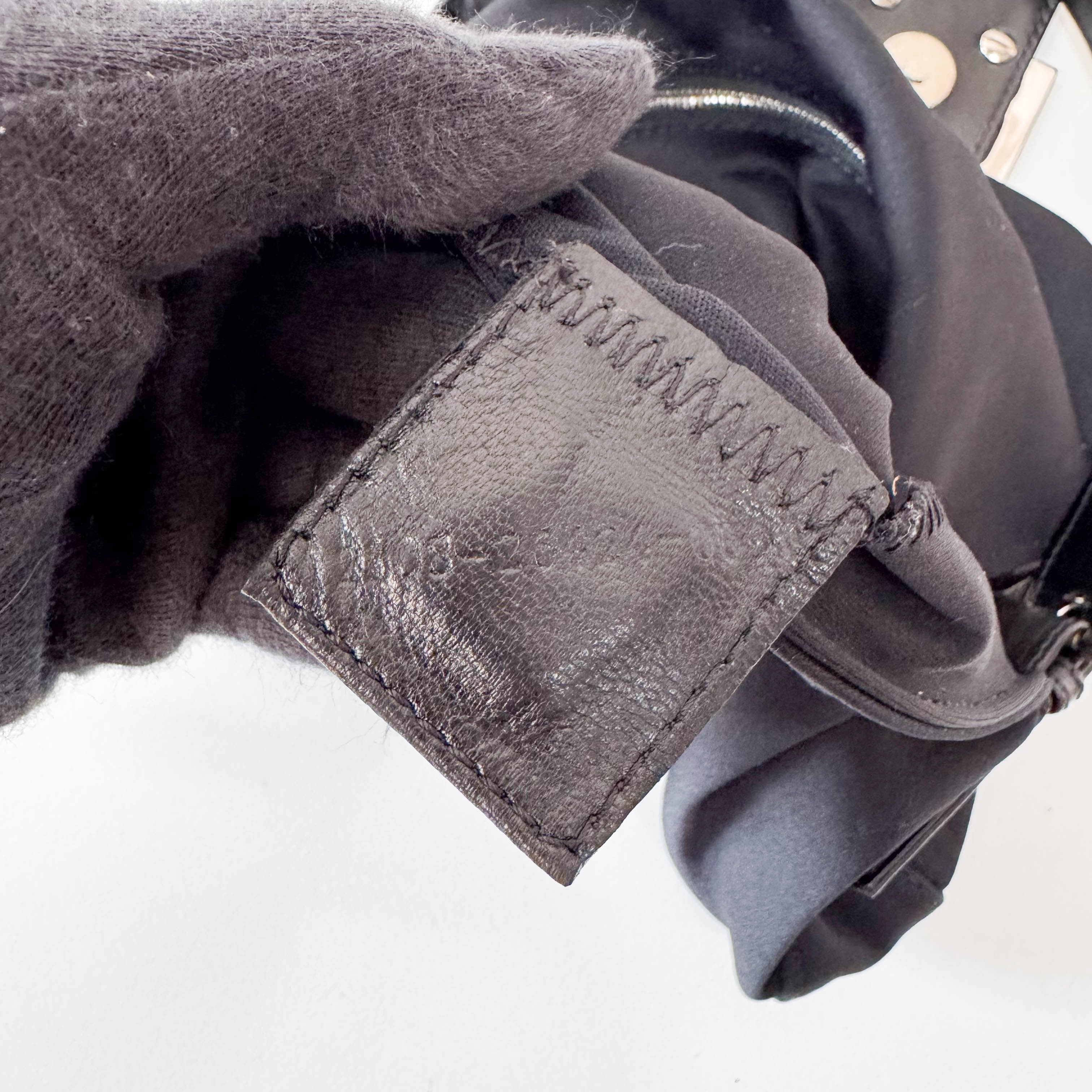 Baguette Black Neoprene Shoulder Bag