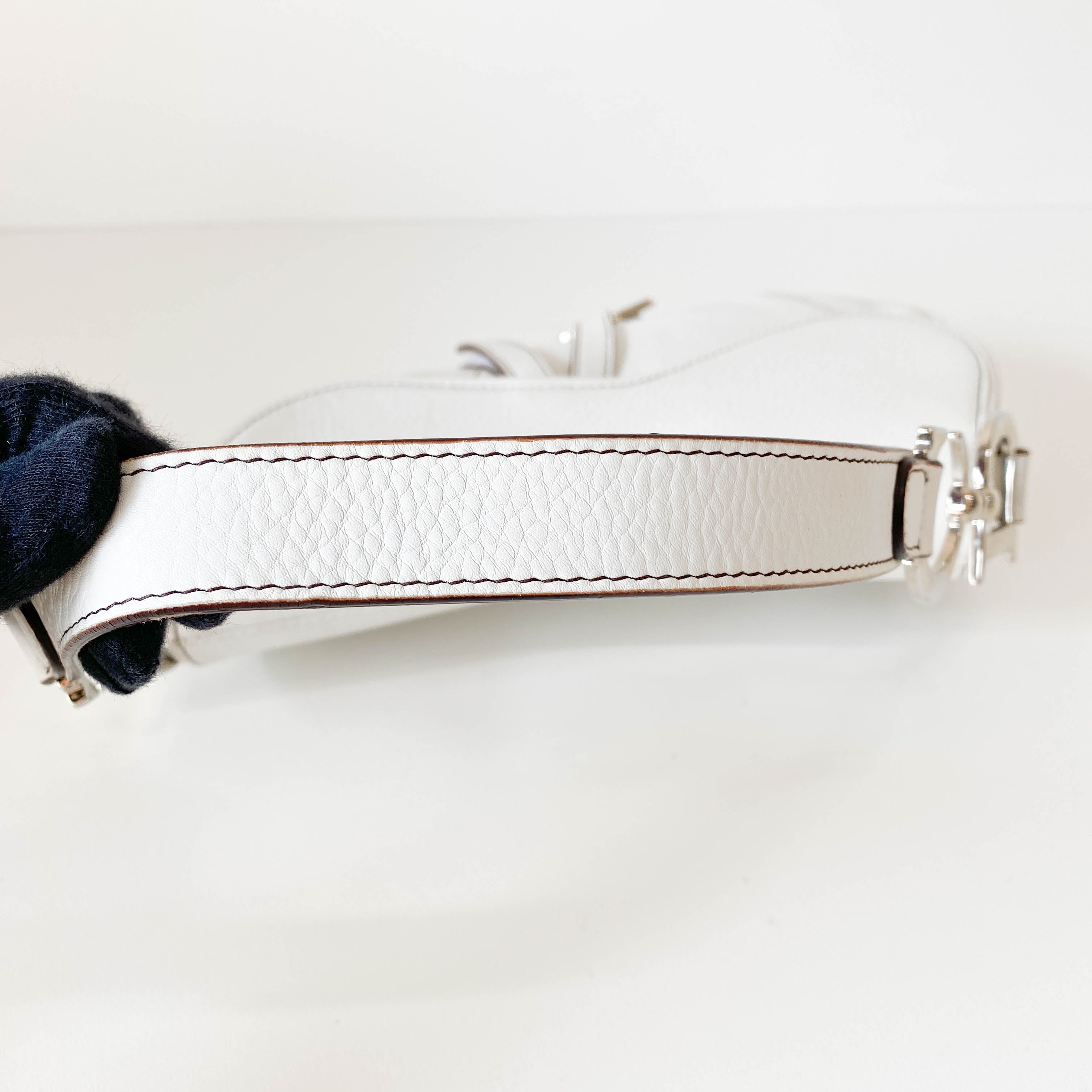 Saddle White Leather Shoulder Bag
