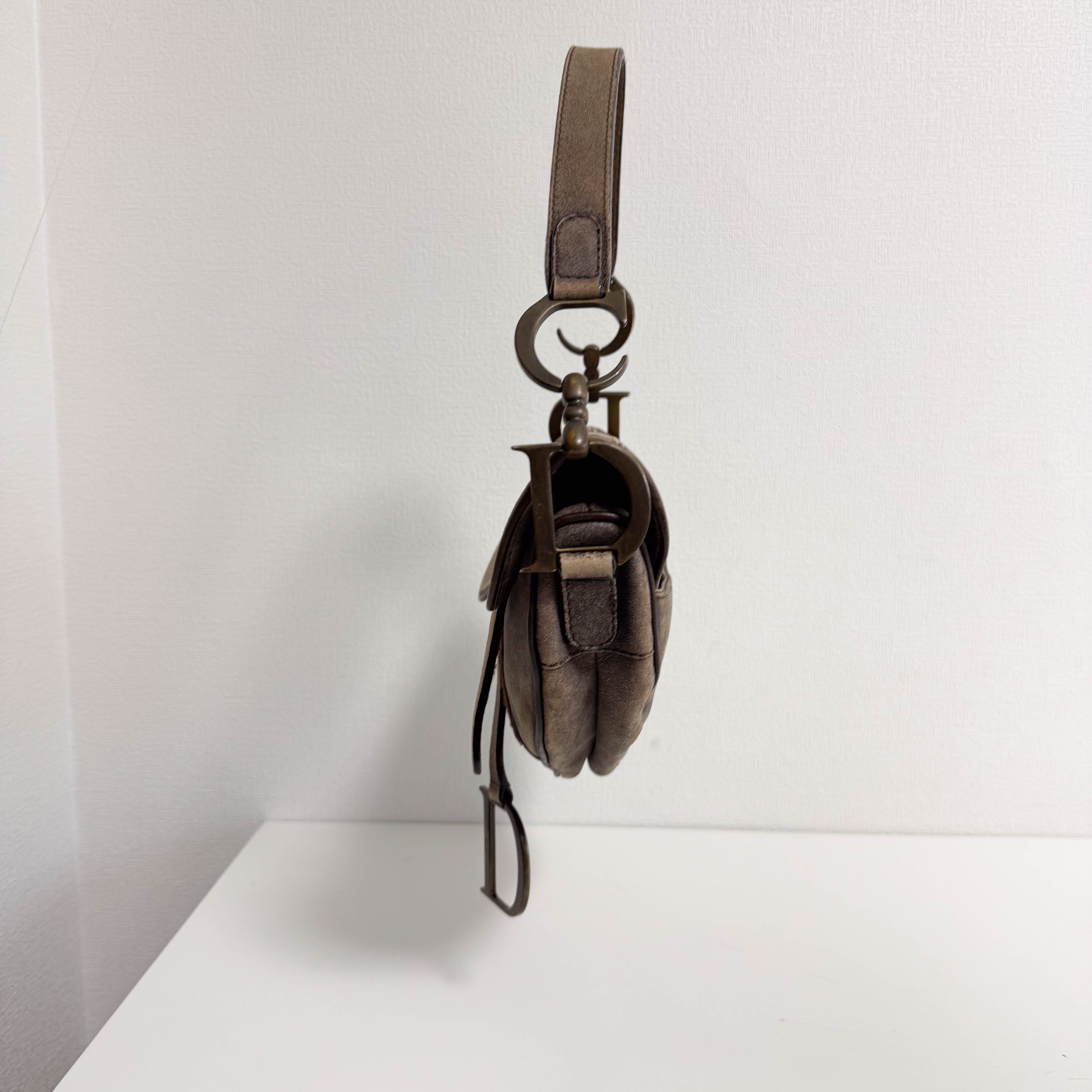 Saddle Bag Aged Brown Suede Shoulder Bag