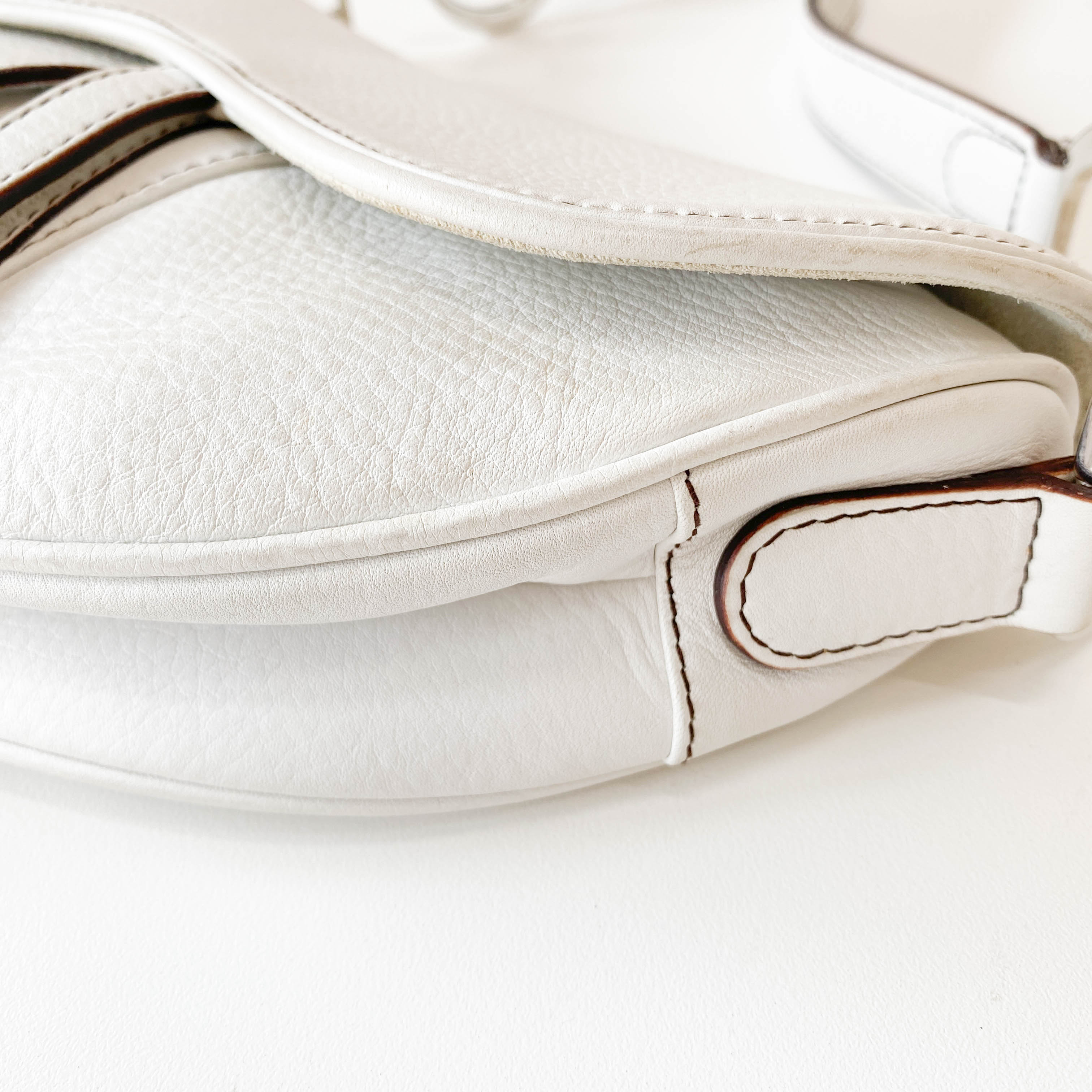 Saddle White Leather Shoulder Bag