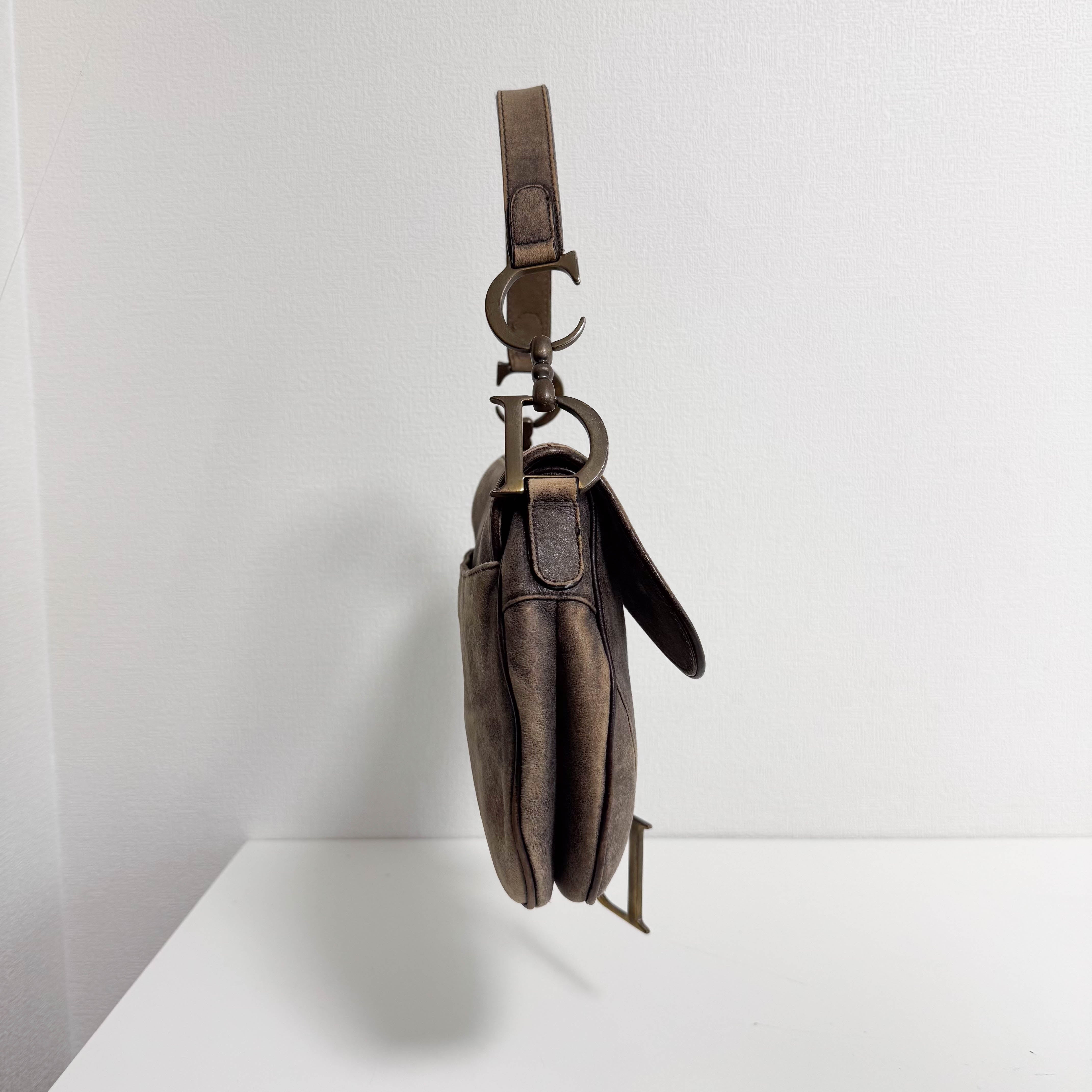 Saddle Bag Aged Brown Suede Shoulder Bag