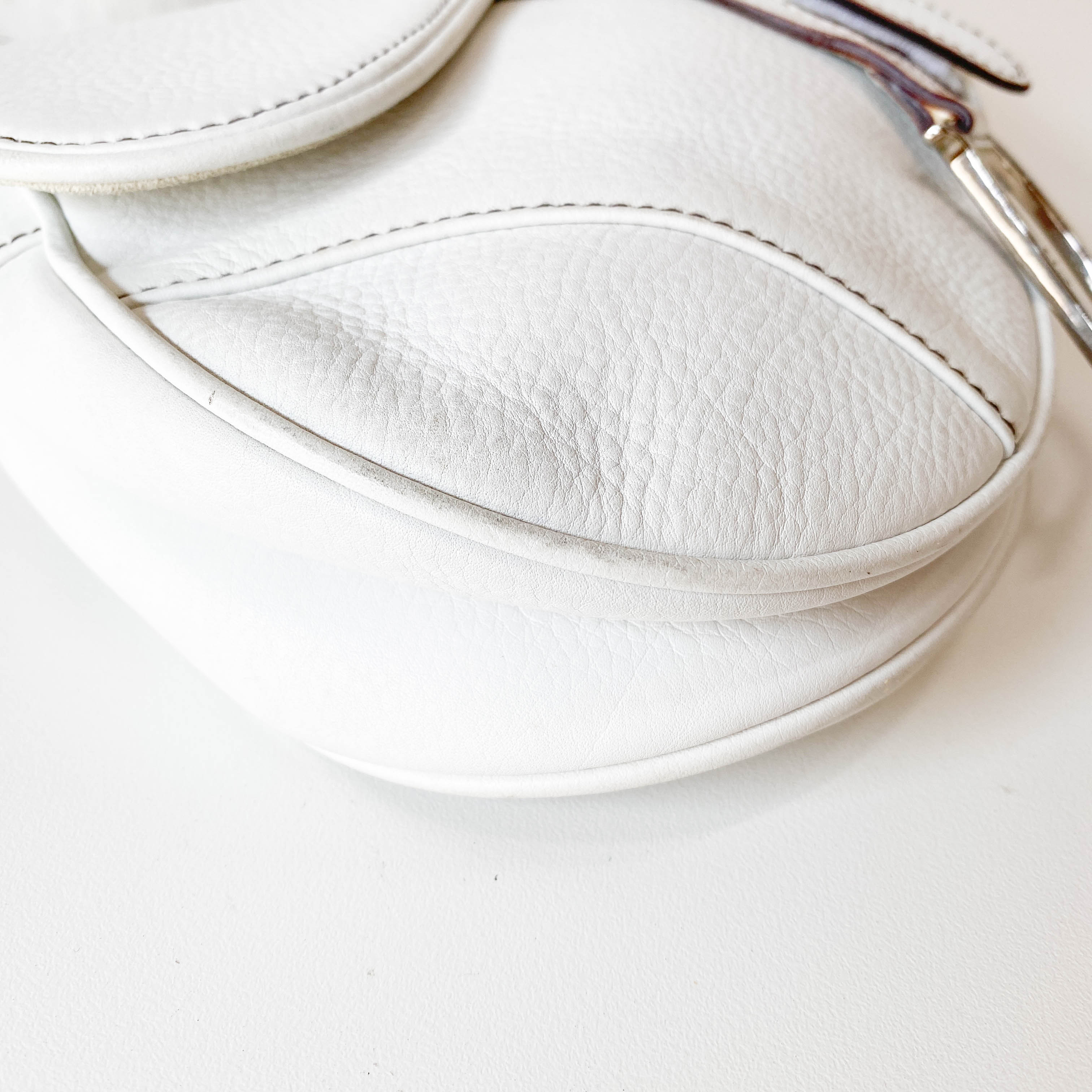 Saddle White Leather Shoulder Bag
