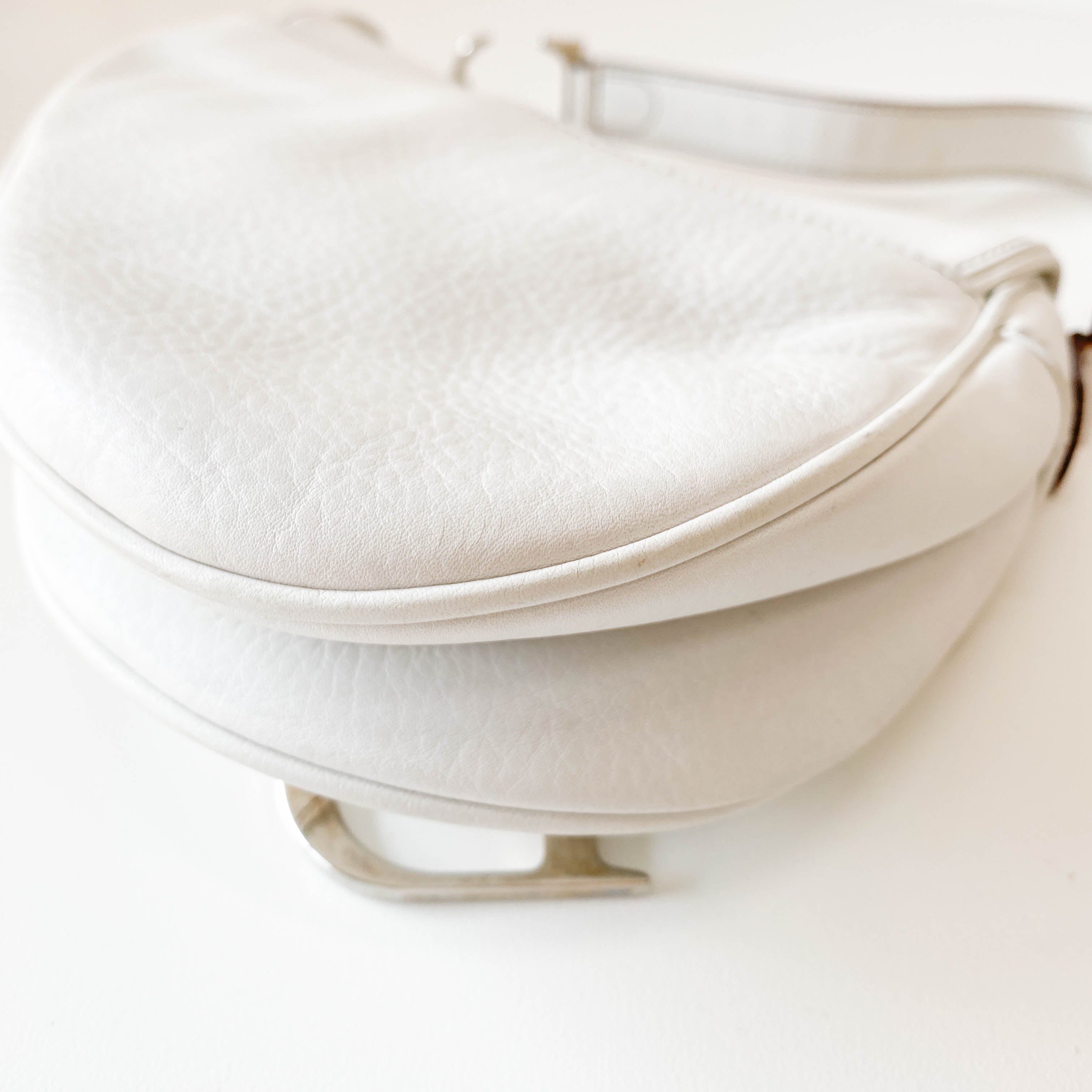 Saddle White Leather Shoulder Bag