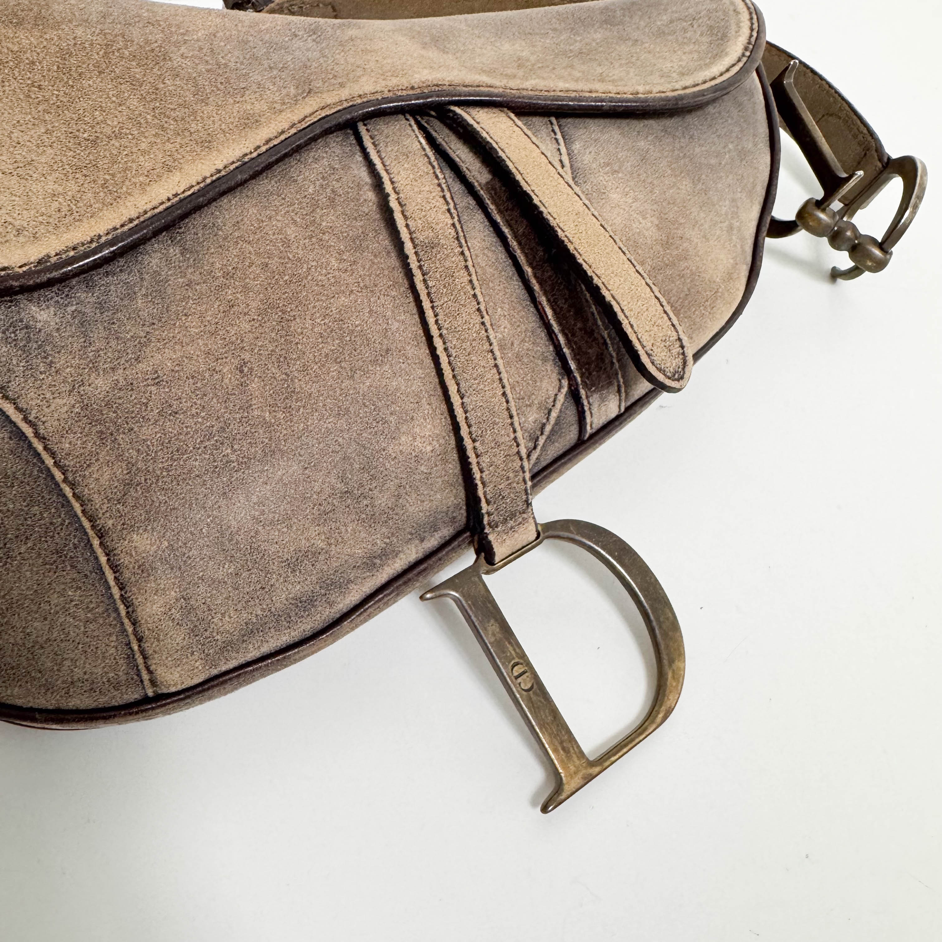 Saddle Bag Aged Brown Suede Shoulder Bag