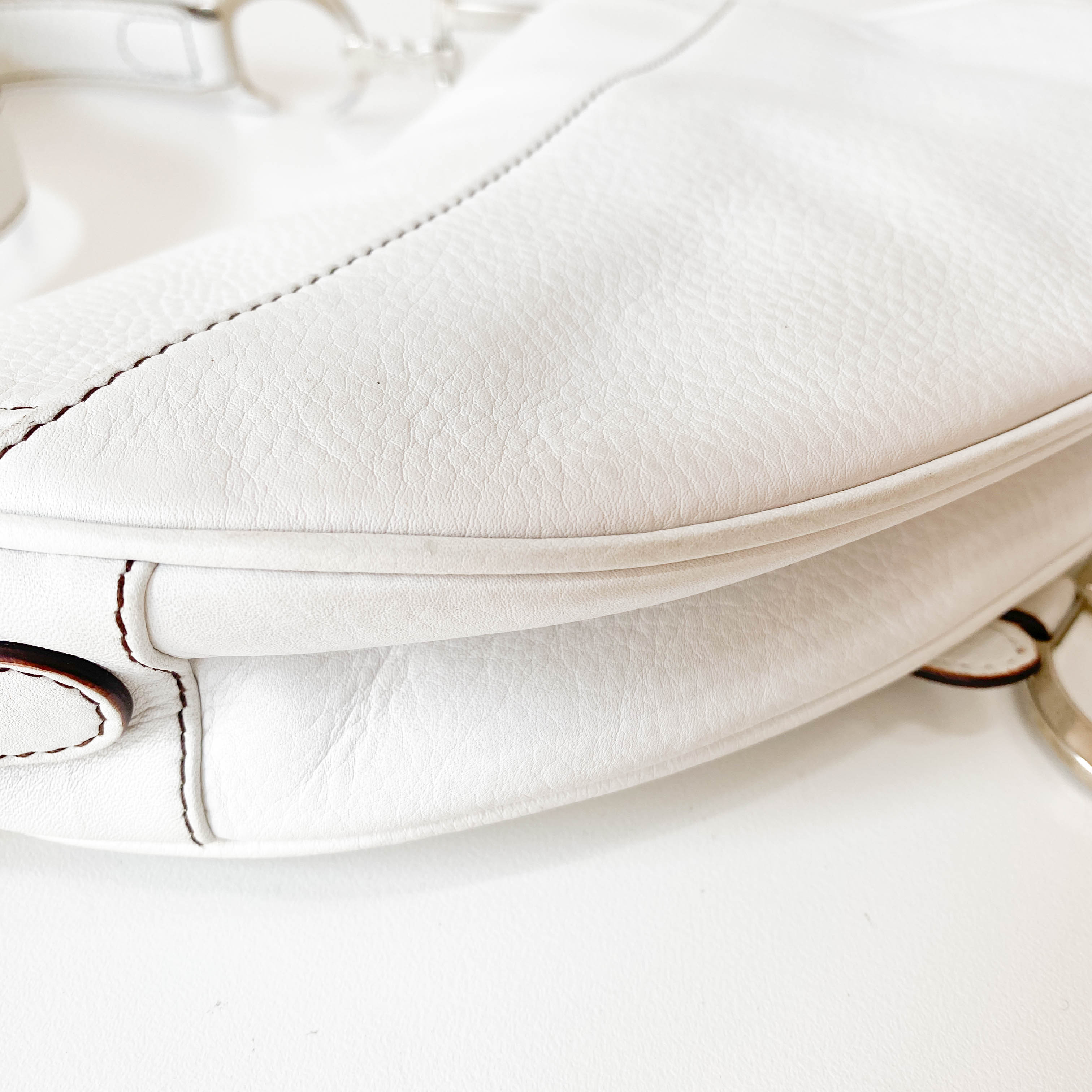 Saddle White Leather Shoulder Bag