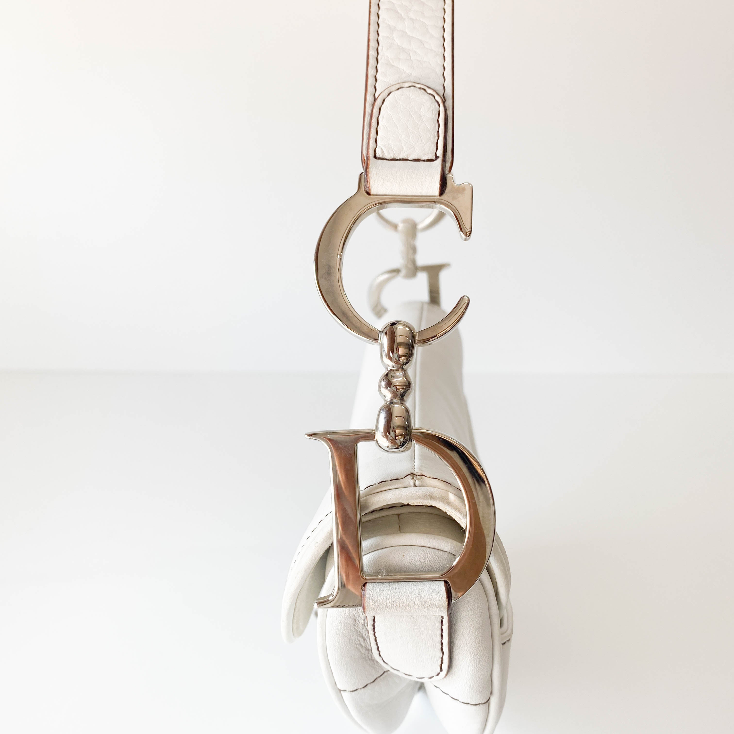 Saddle White Leather Shoulder Bag