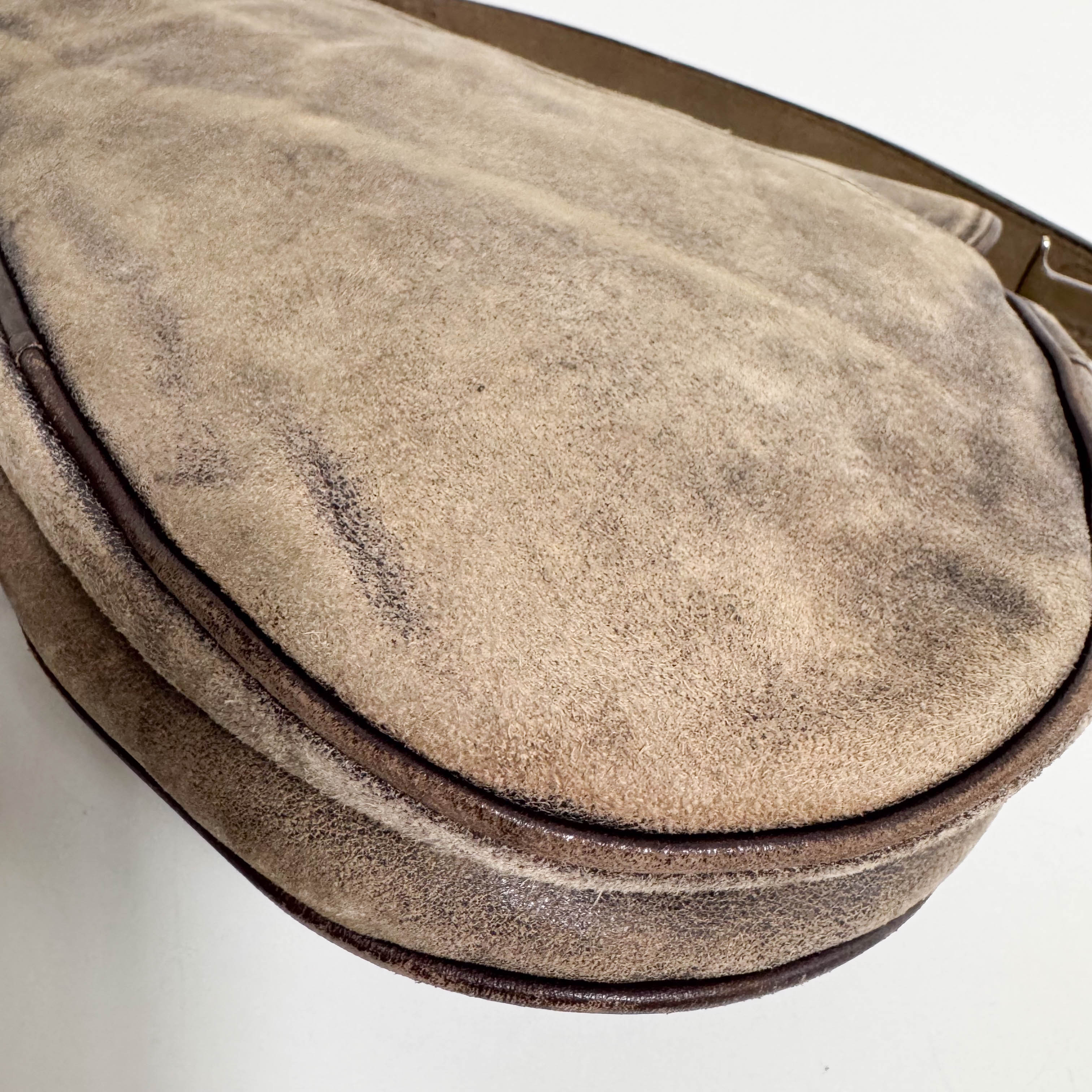 Saddle Bag Aged Brown Suede Shoulder Bag