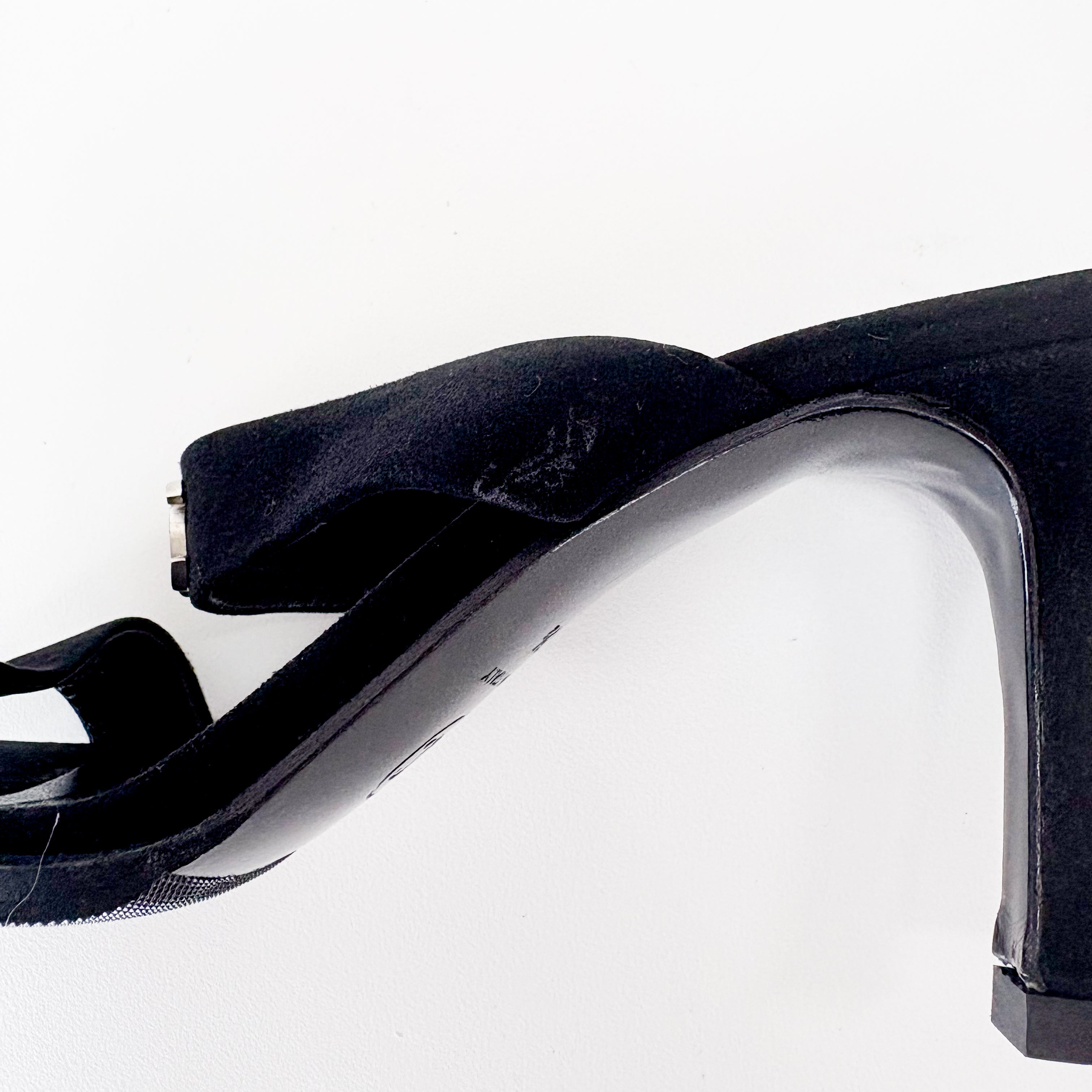 Vintage Size 36 1/2 Black Suede High Heels