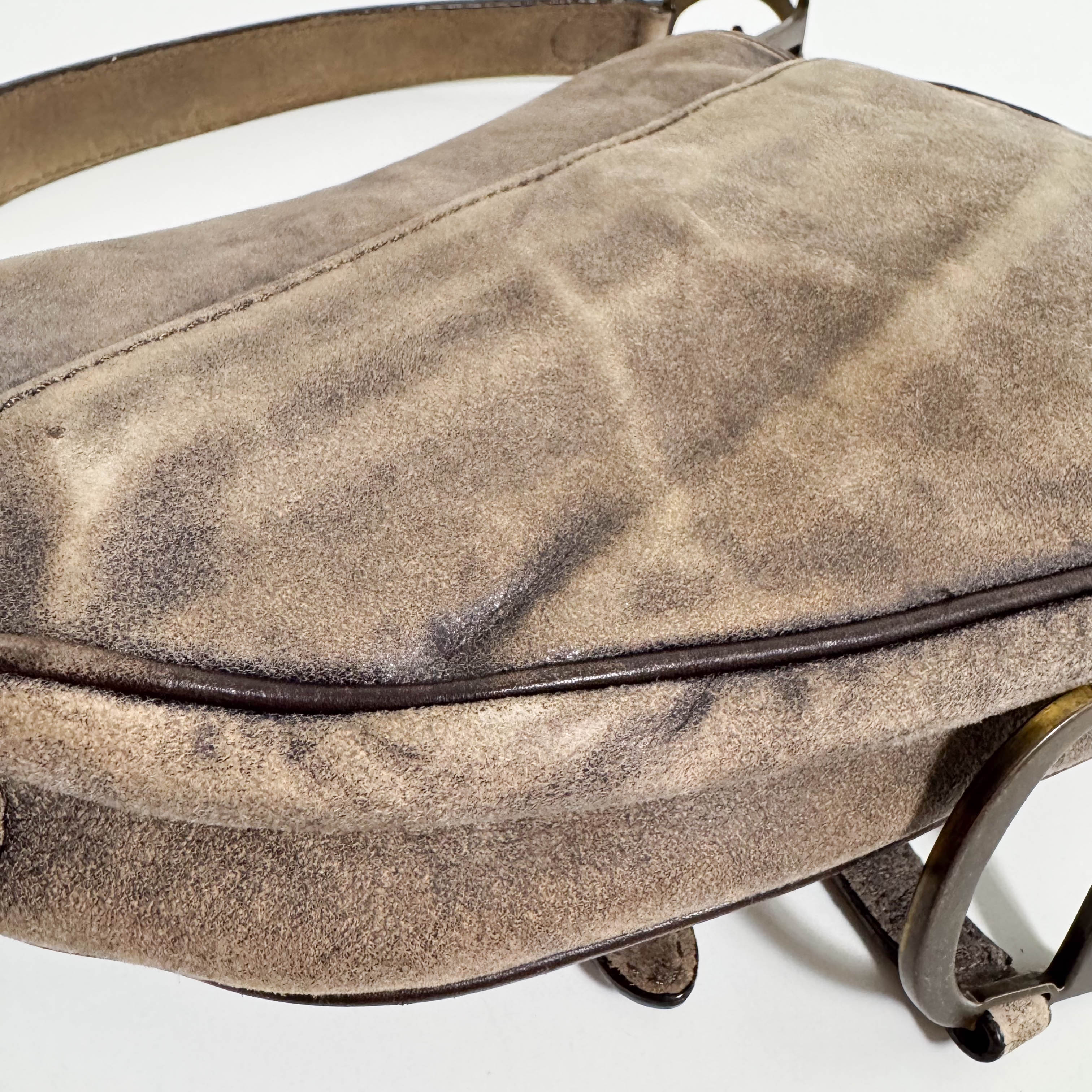 Saddle Bag Aged Brown Suede Shoulder Bag