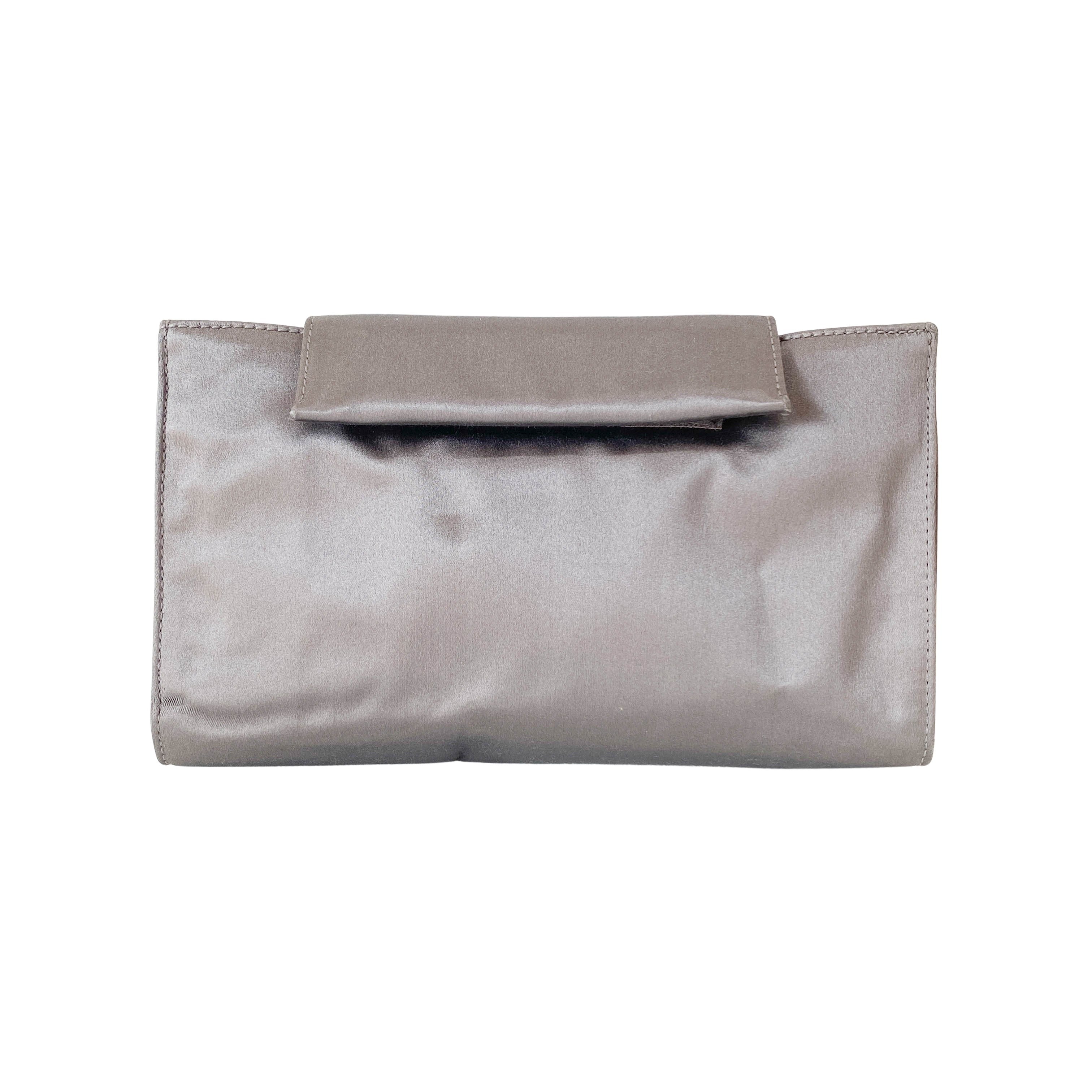 Satin Metallic Grey Clutch Bag