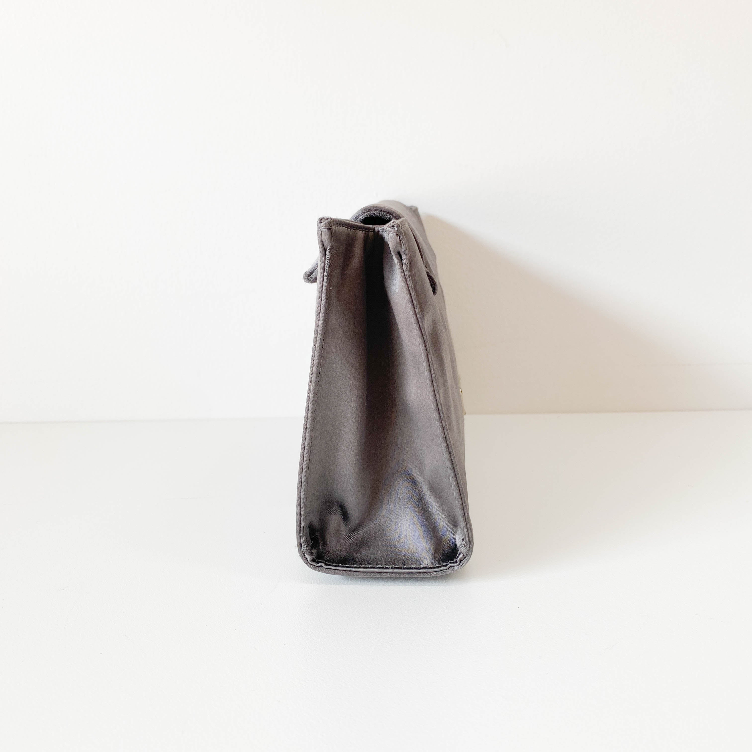 Satin Metallic Grey Clutch Bag