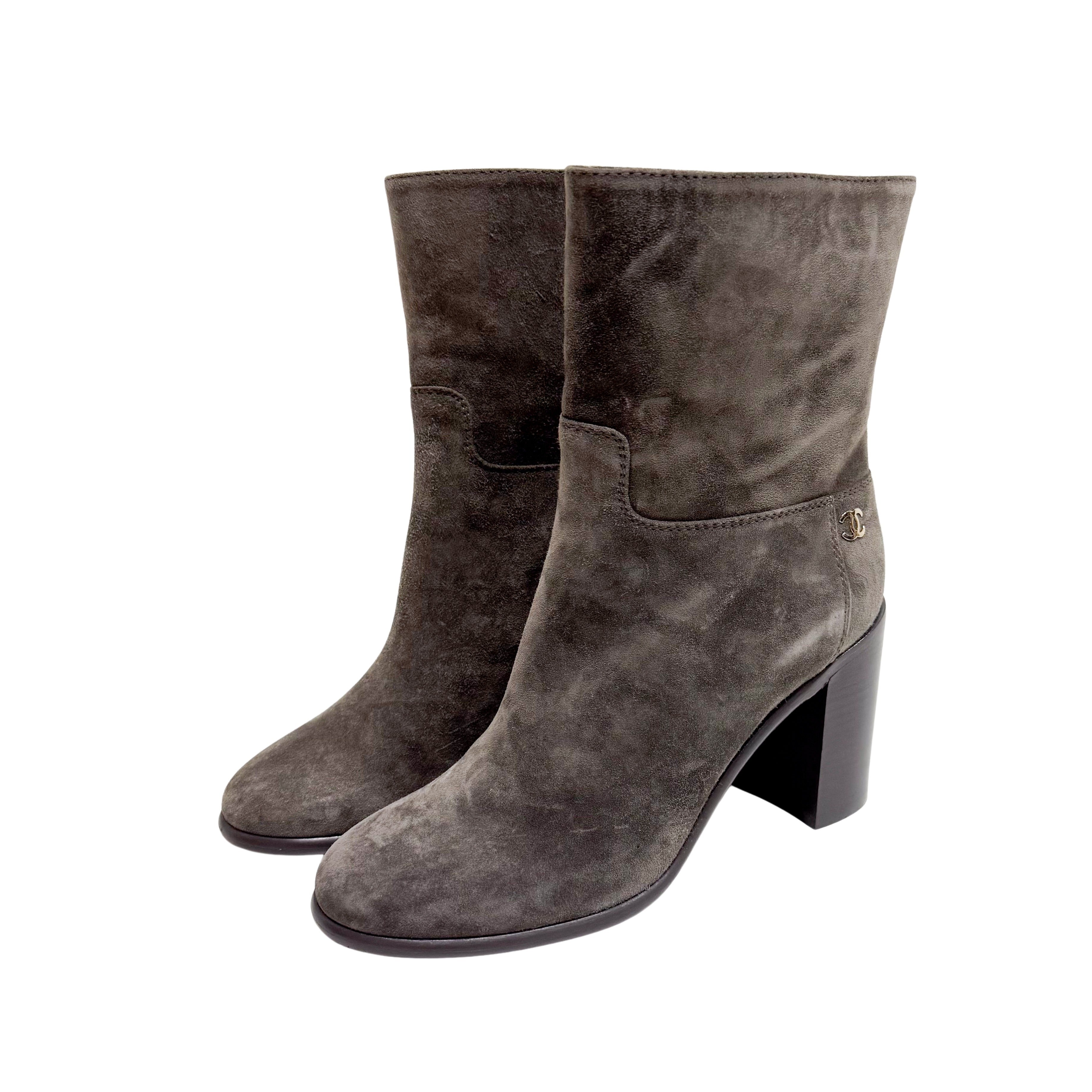 Size 36 Grey Suede Short Boots