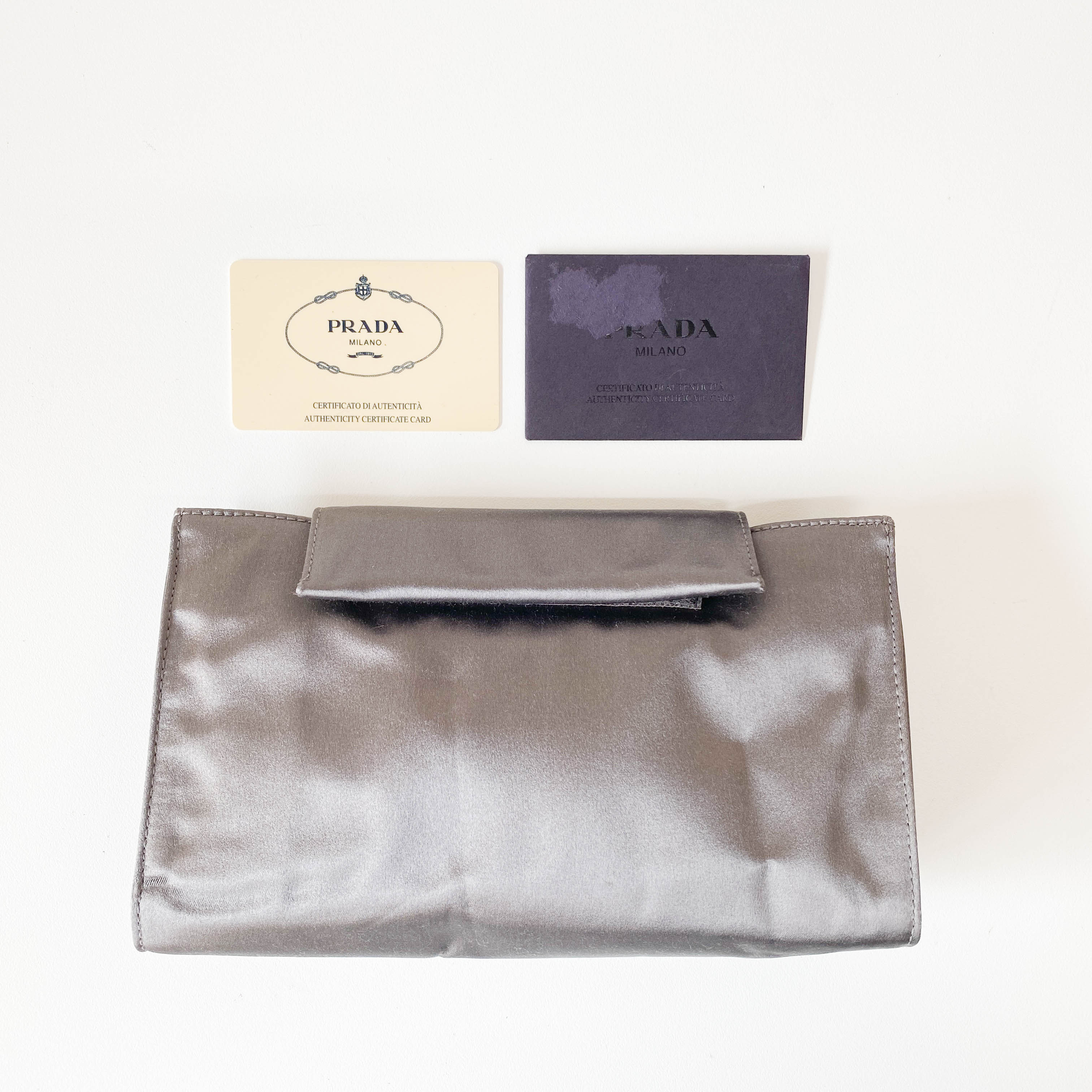 Satin Metallic Grey Clutch Bag
