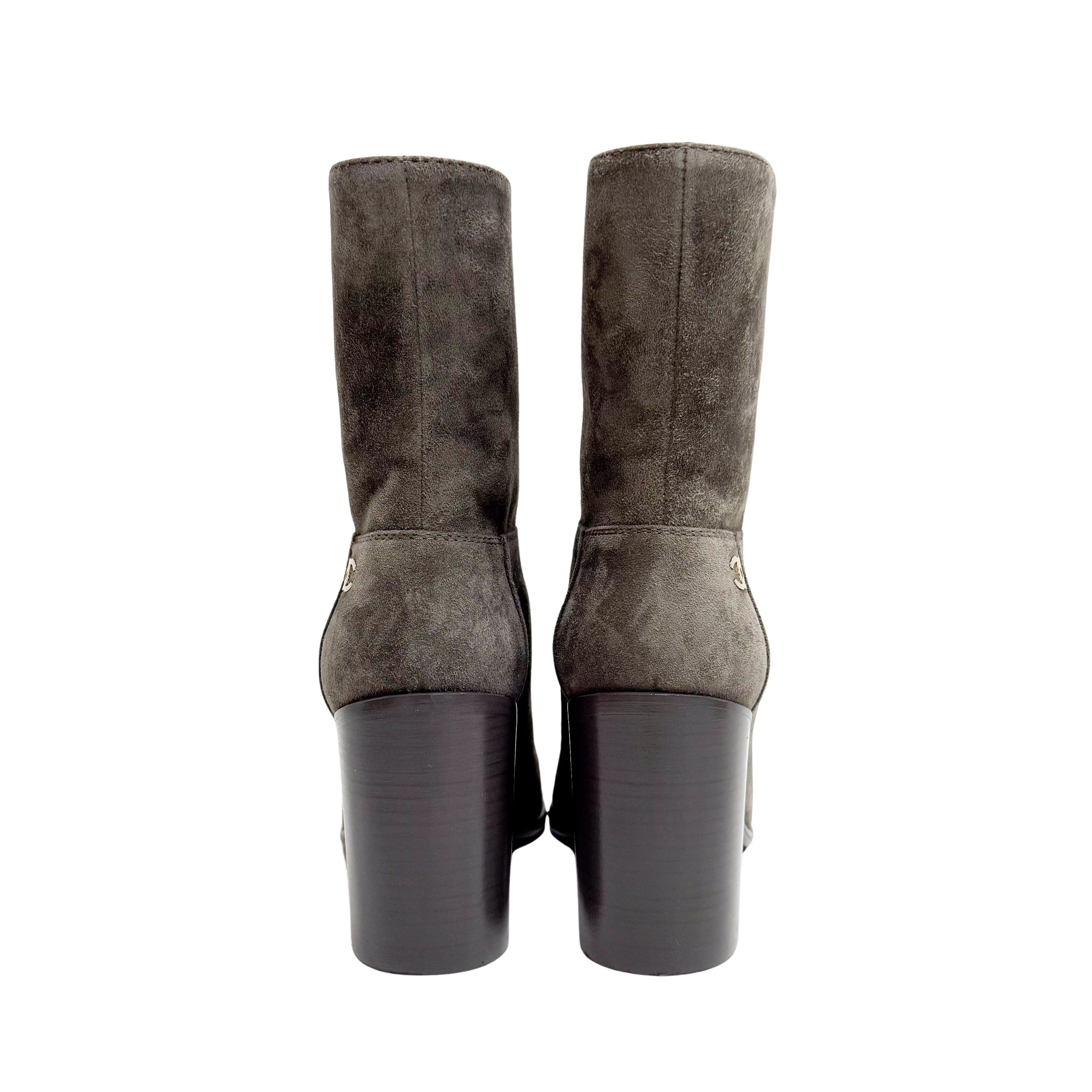 Size 36 Grey Suede Short Boots