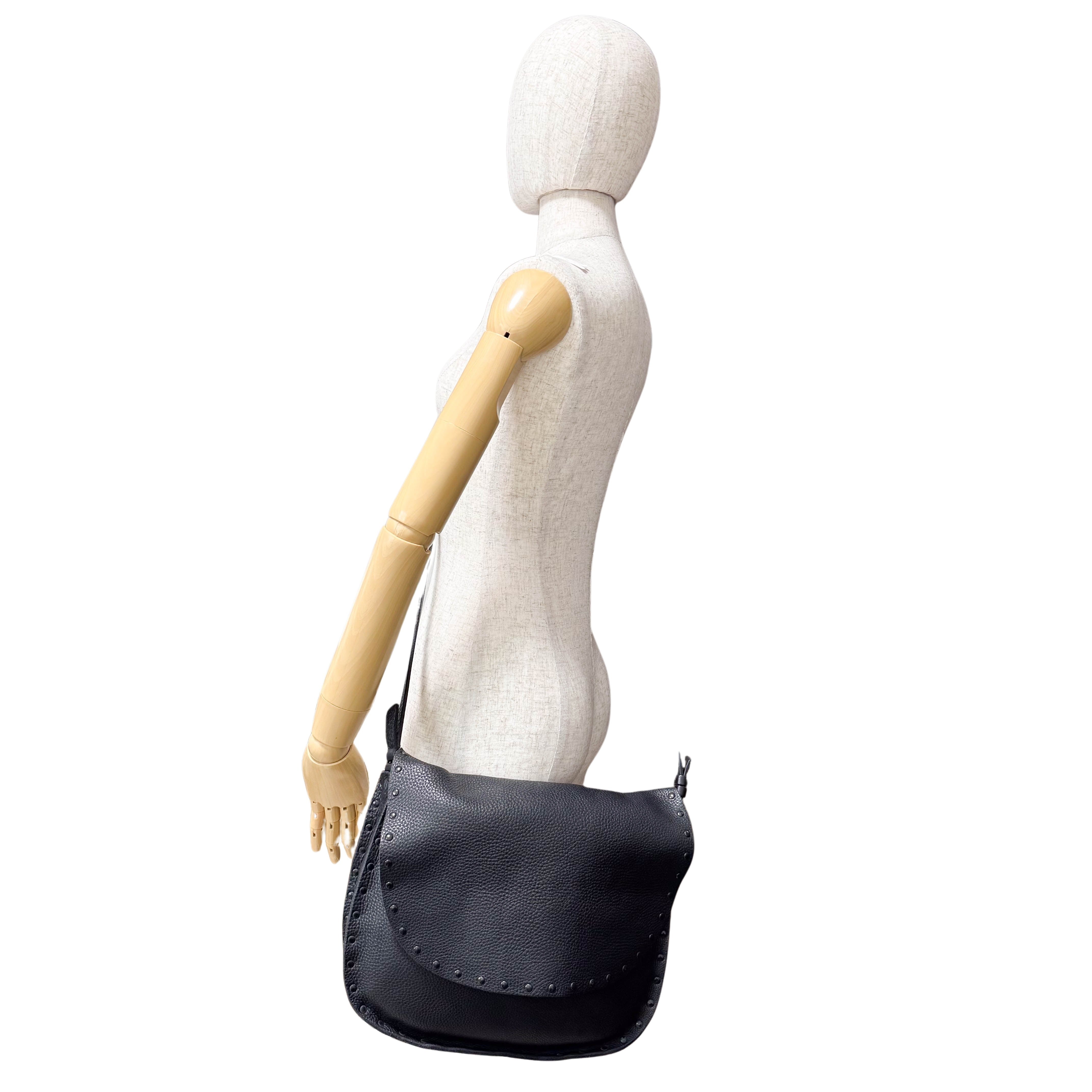 Archive Black Leather Shoulder Bag