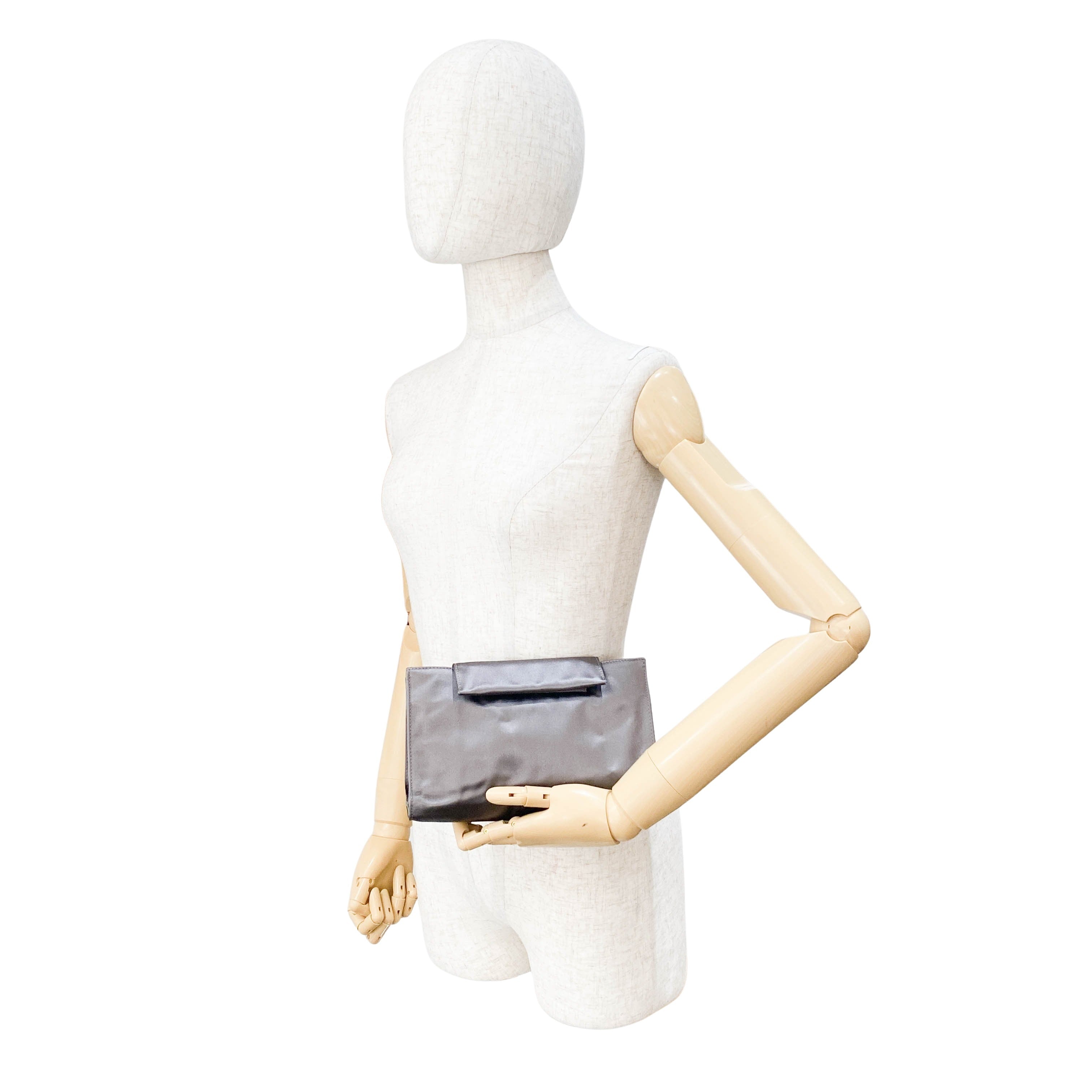 Satin Metallic Grey Clutch Bag