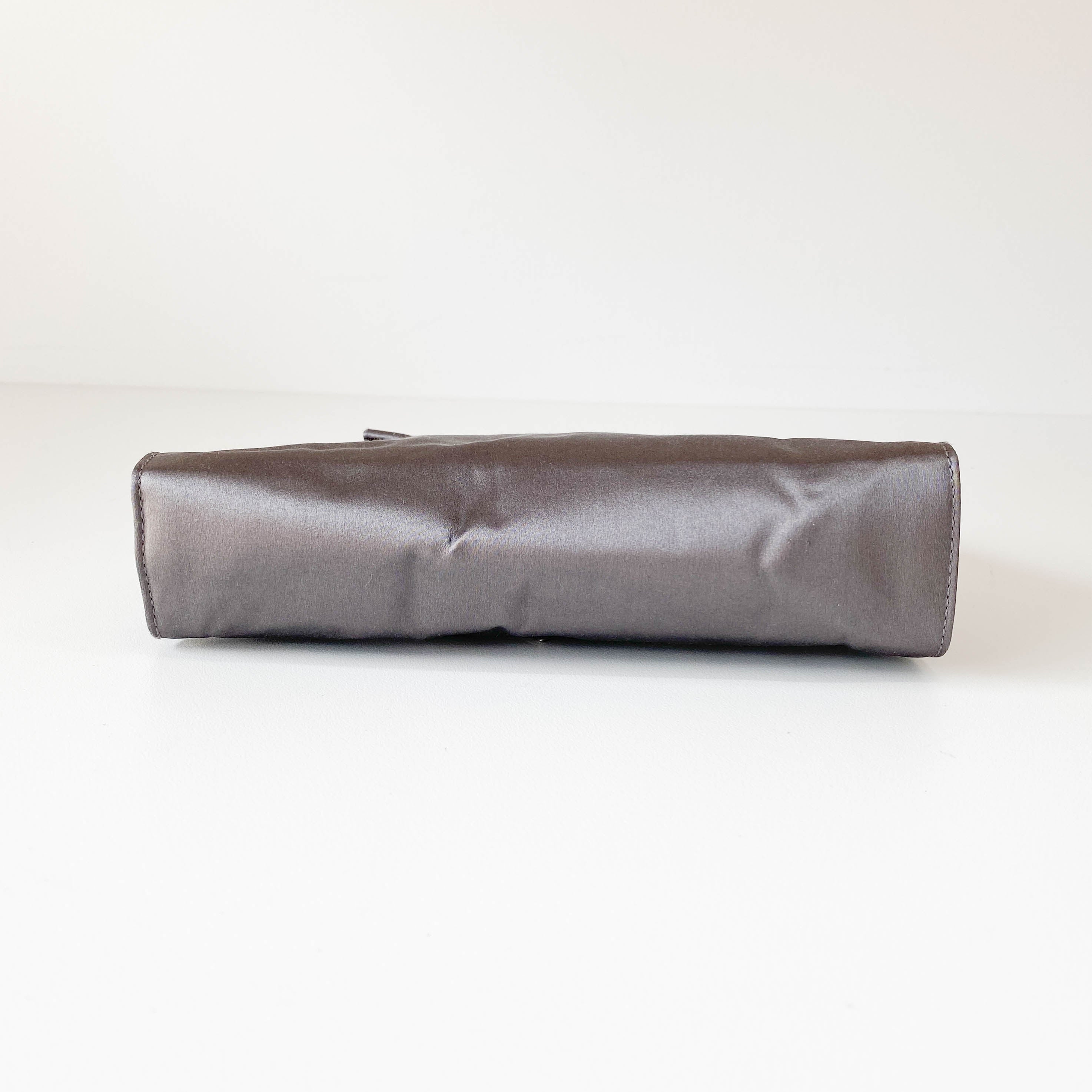 Satin Metallic Grey Clutch Bag