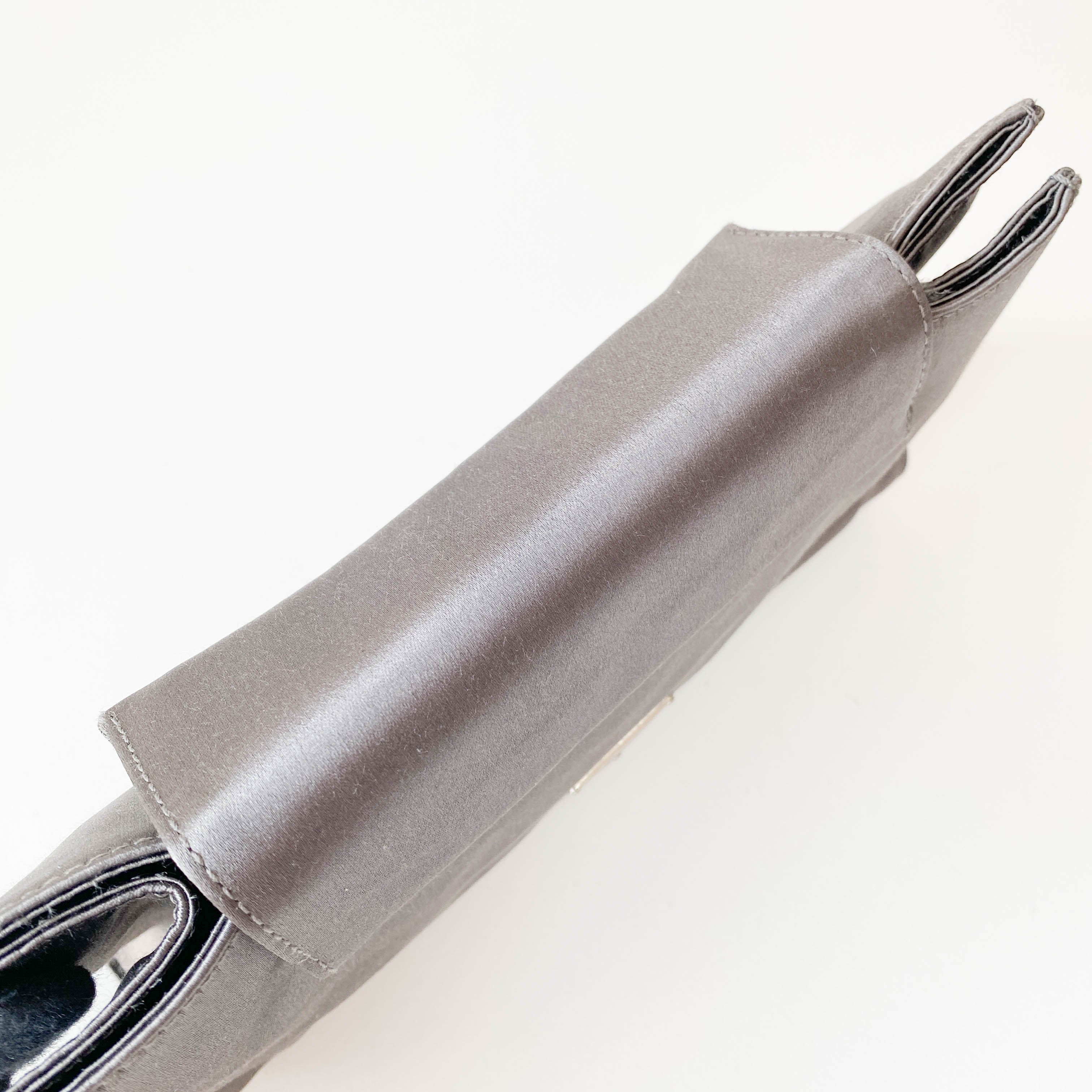 Satin Metallic Grey Clutch Bag