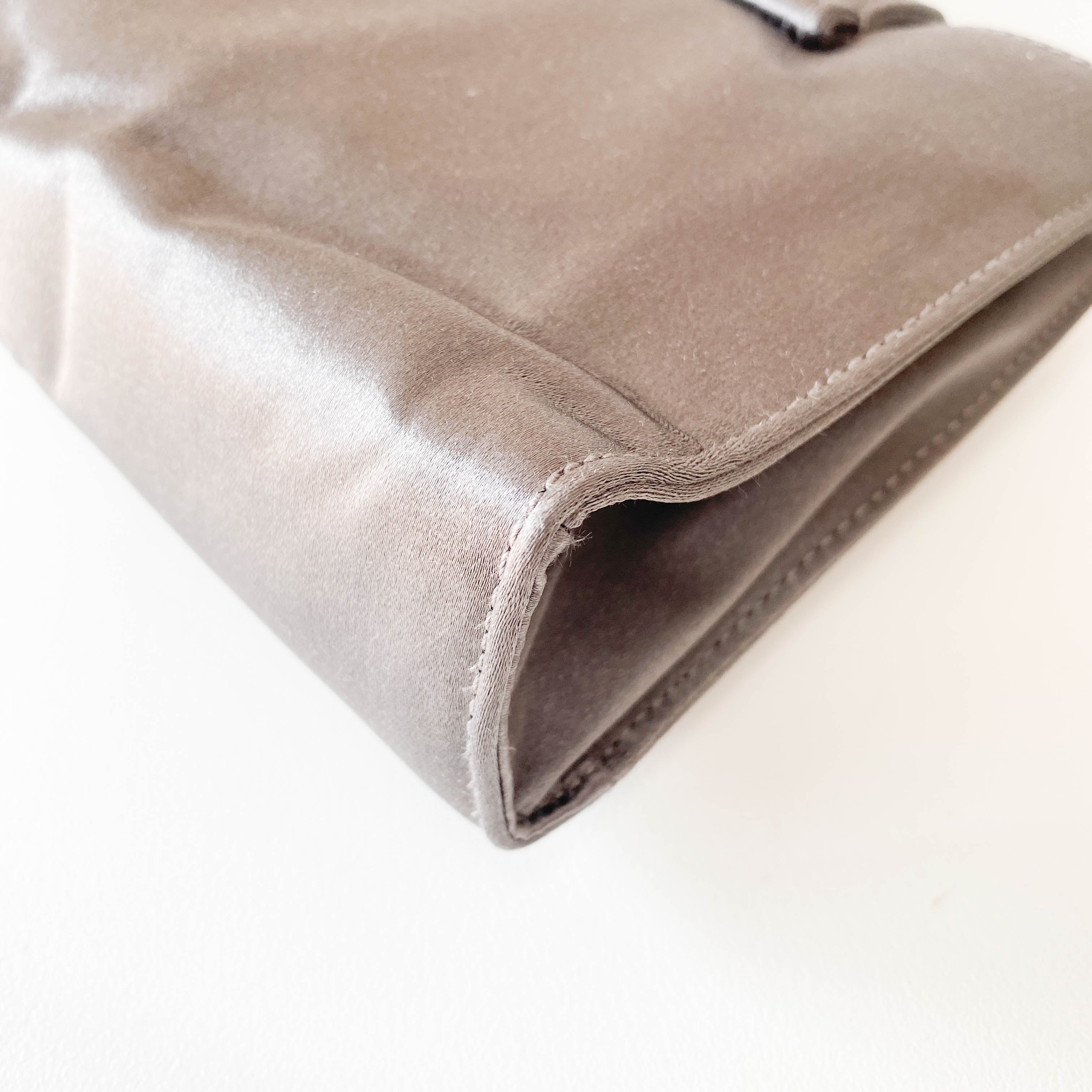 Satin Metallic Grey Clutch Bag