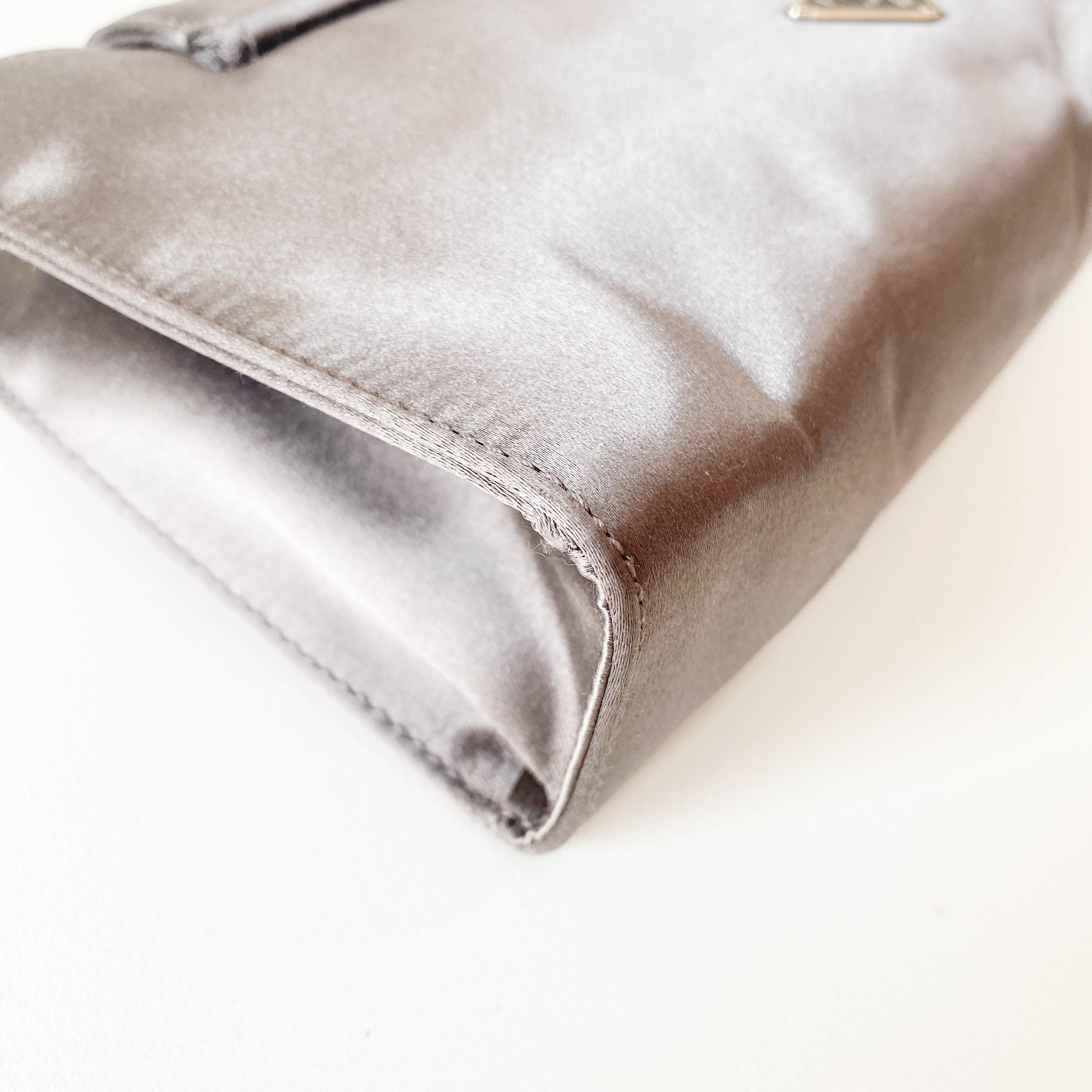 Satin Metallic Grey Clutch Bag