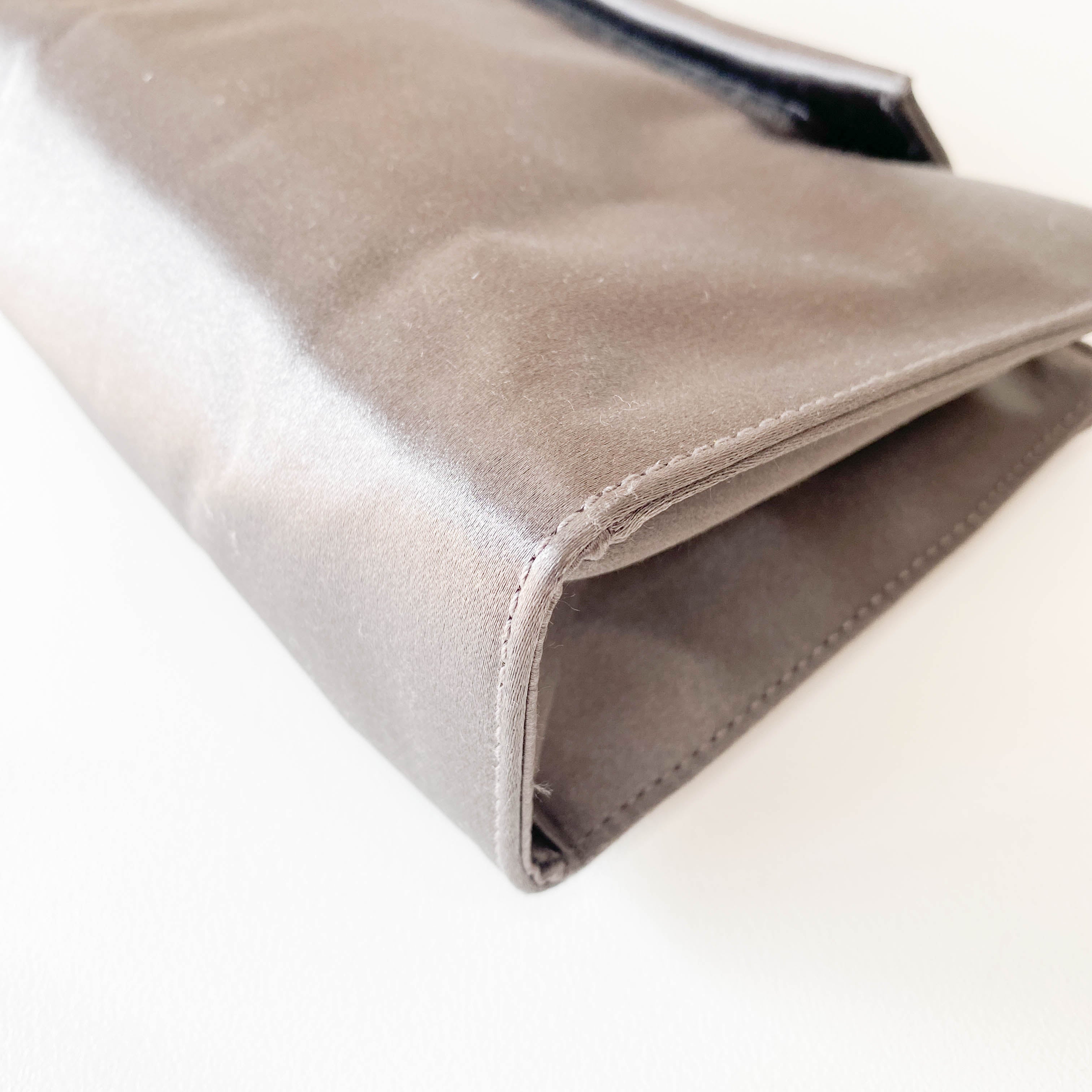 Satin Metallic Grey Clutch Bag