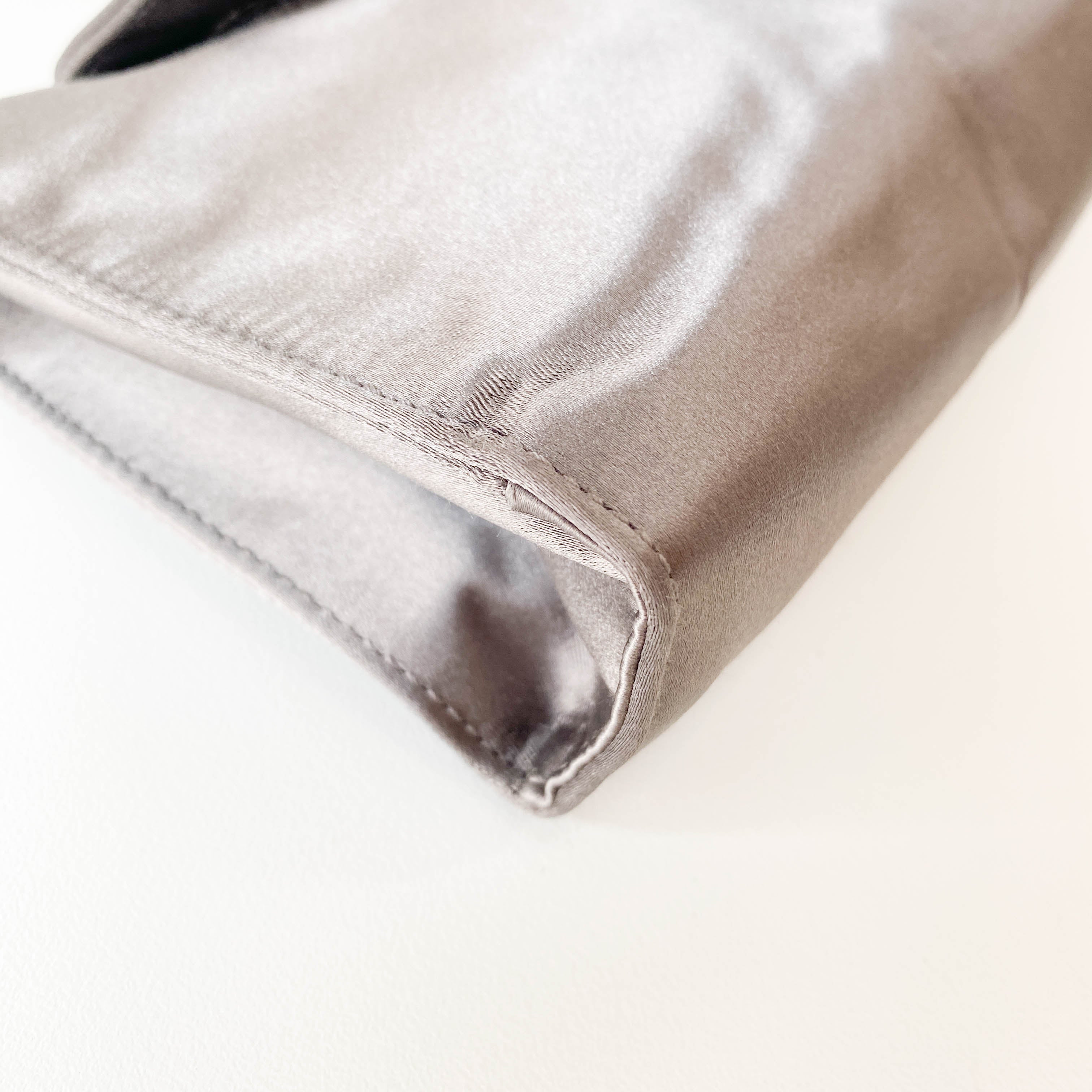 Satin Metallic Grey Clutch Bag