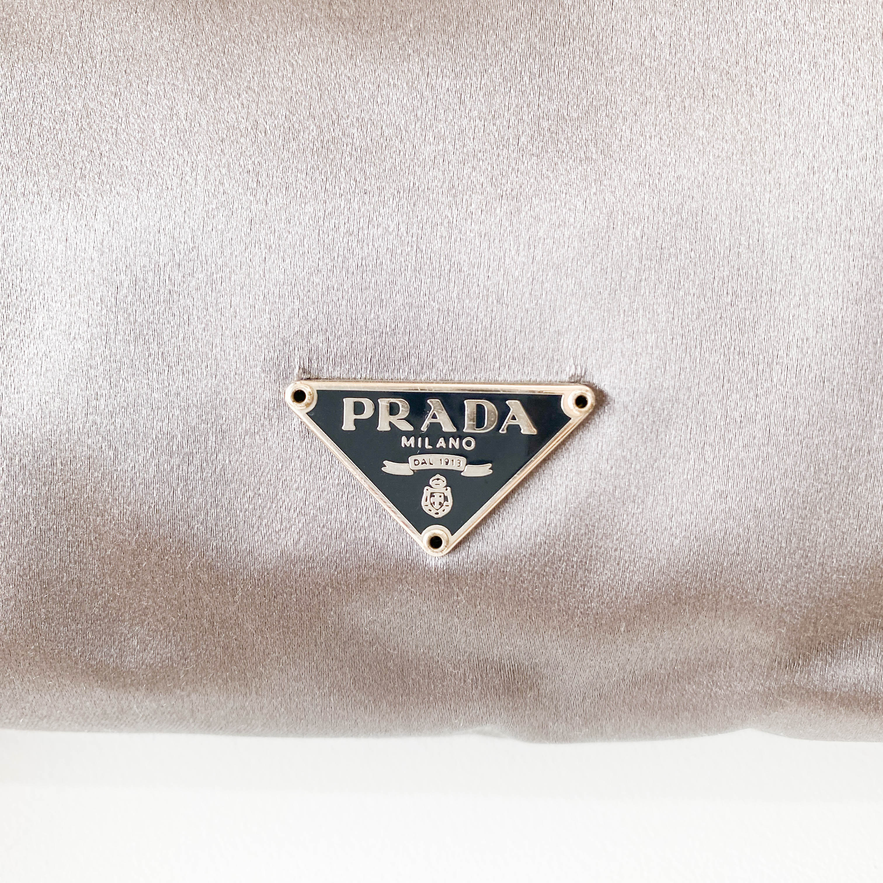 Satin Metallic Grey Clutch Bag