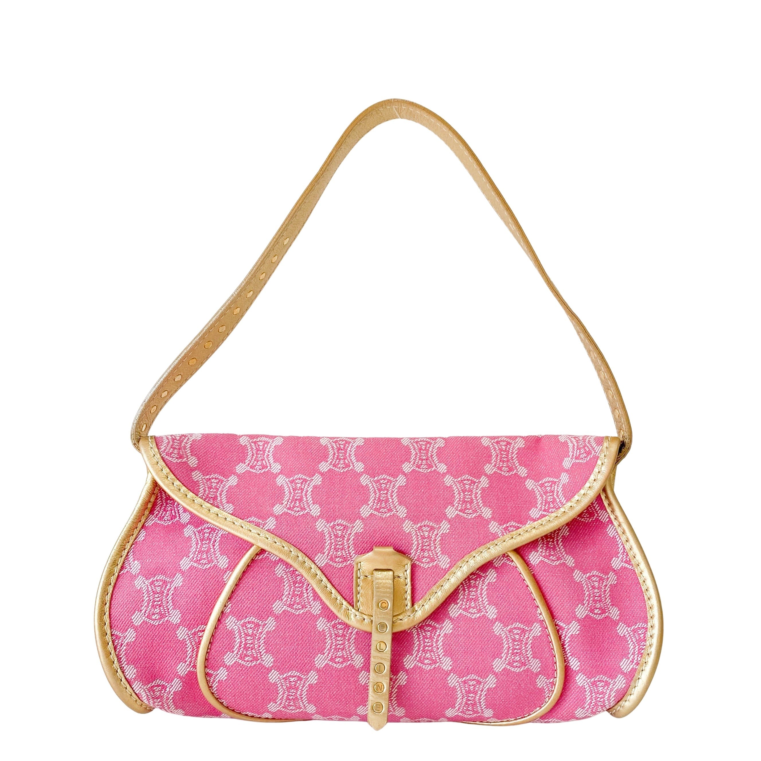 Paris Macadam Pink Canvas Shoulder Bag