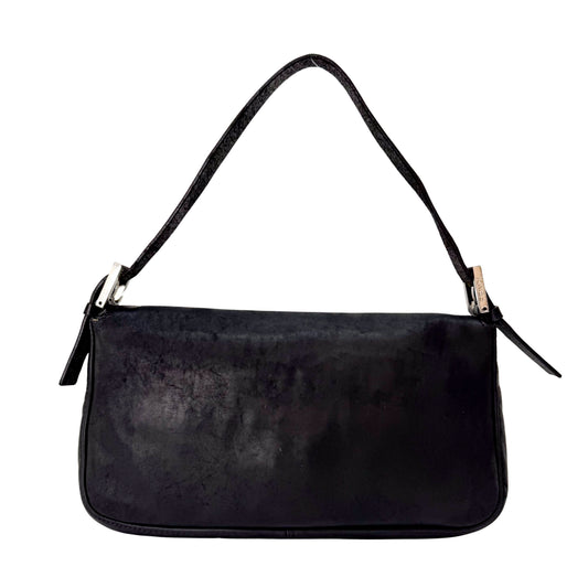 Baguette Black Leather Shoulder Bag