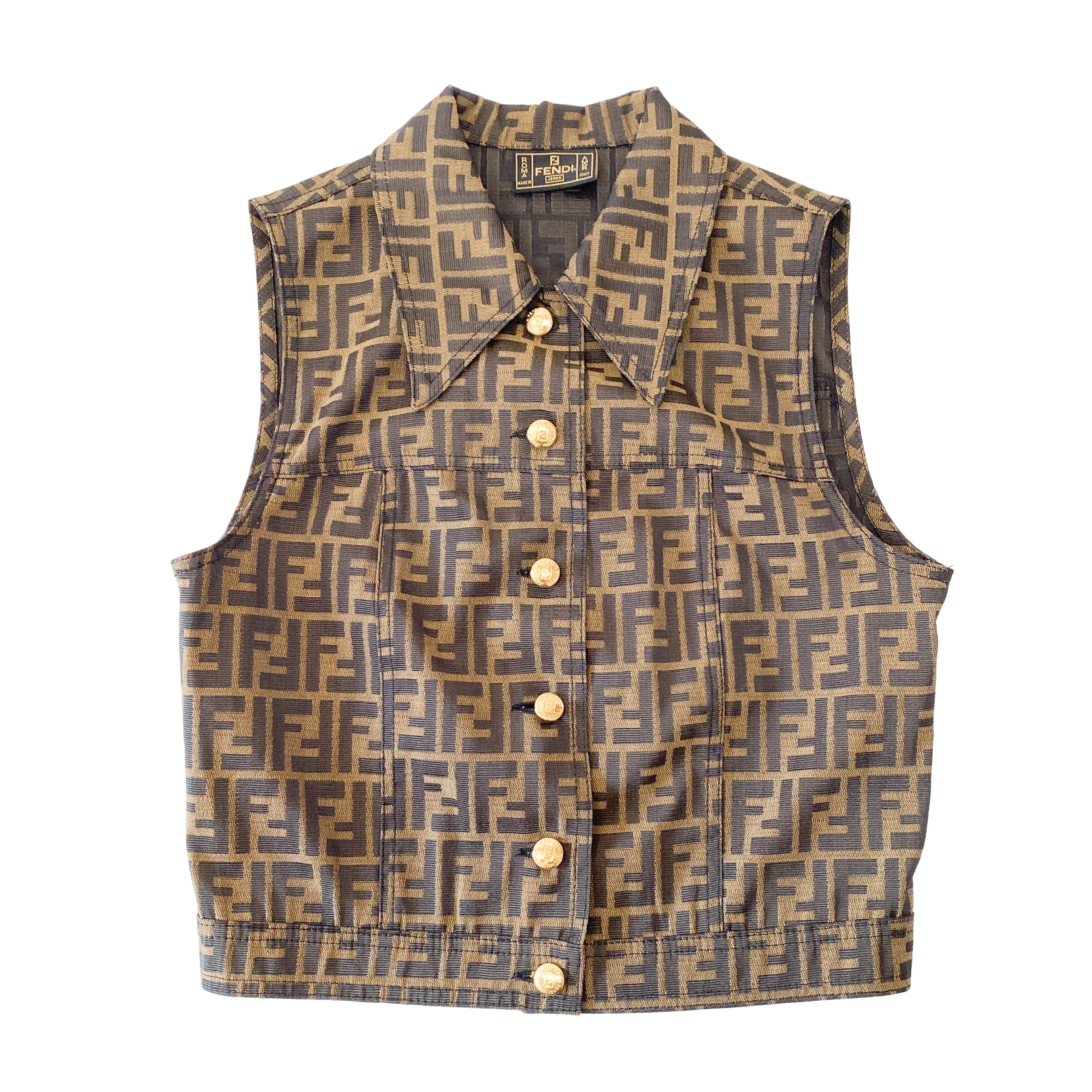 Vintage Brown Zucca Vest SIZE 42