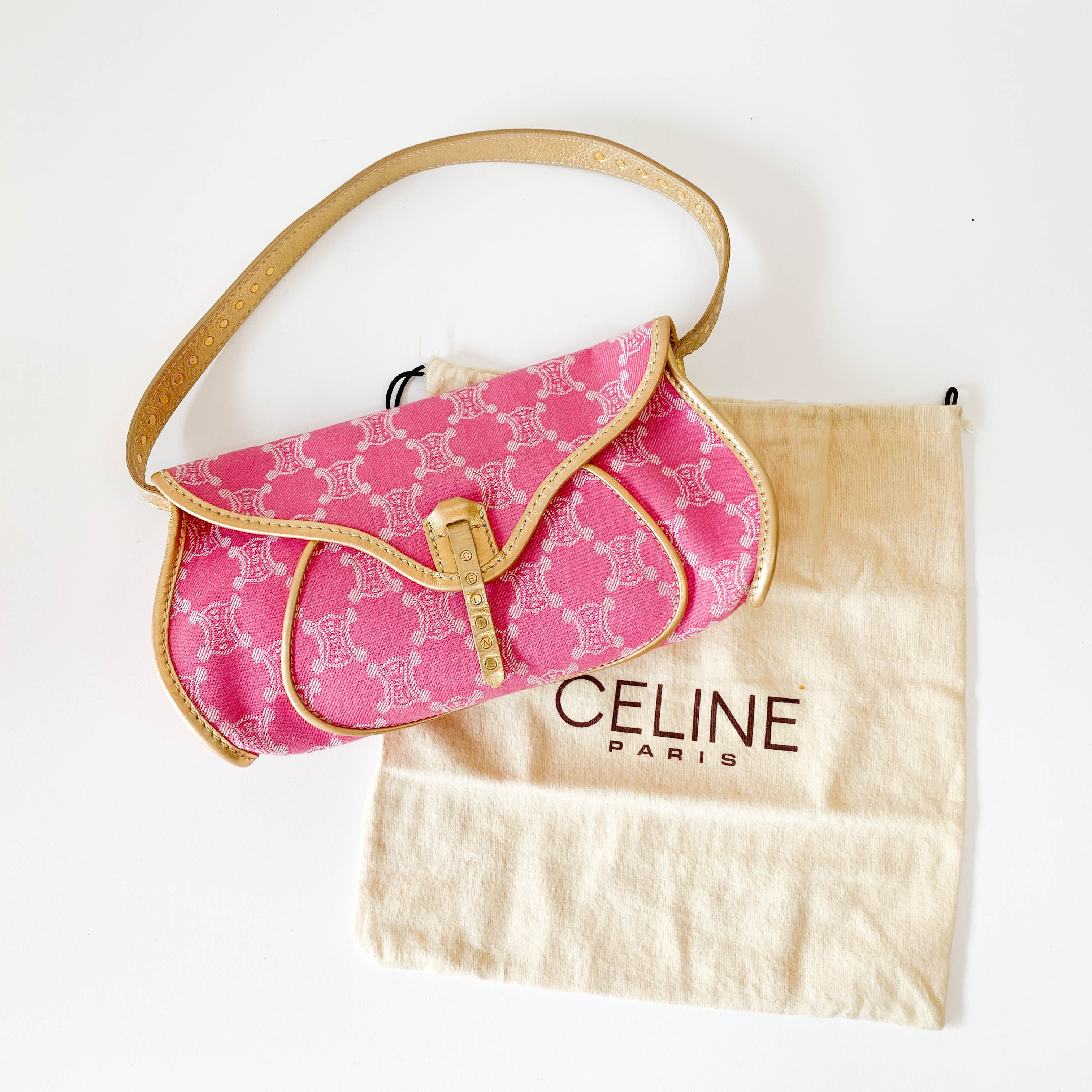 Paris Macadam Pink Canvas Shoulder Bag