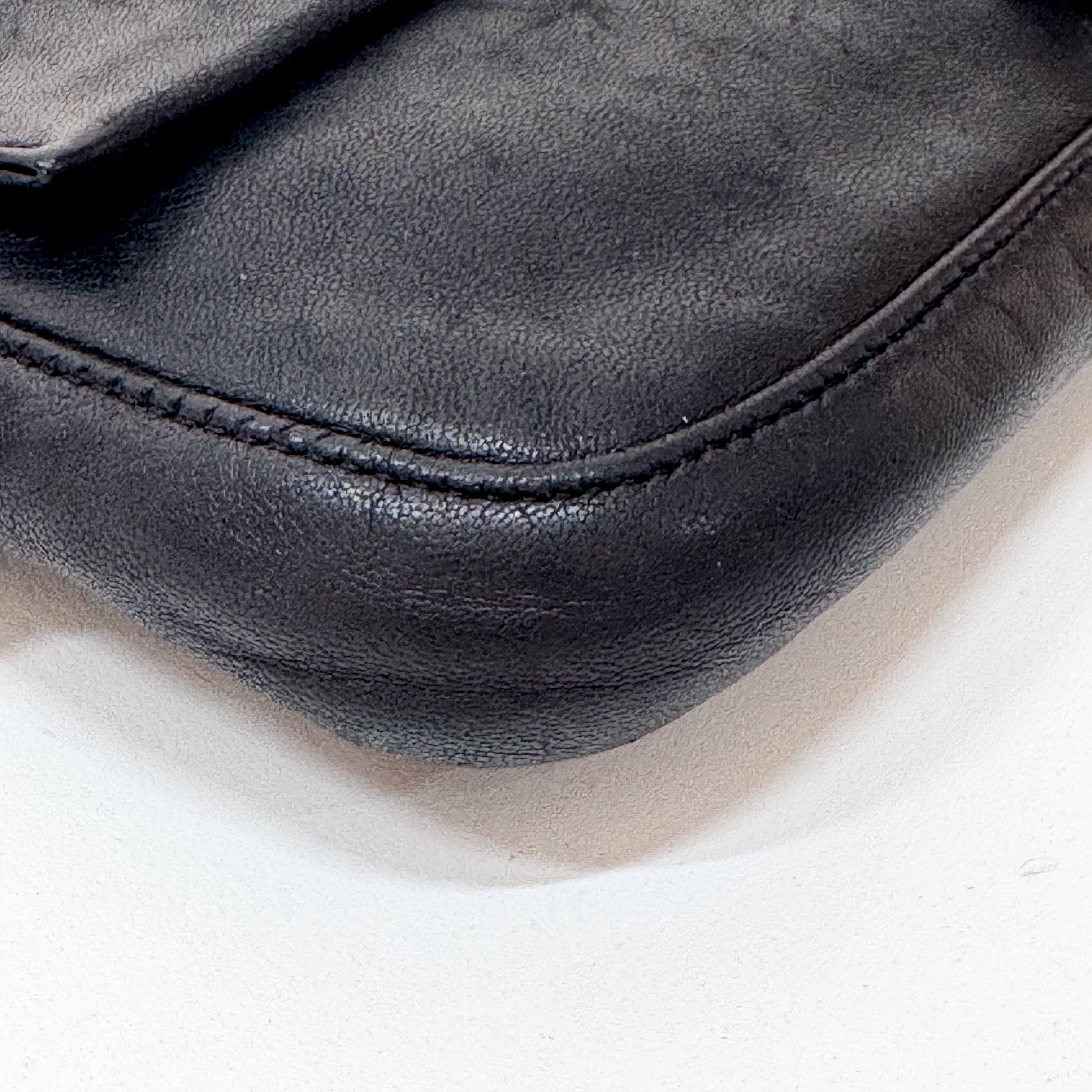 Baguette Black Leather Shoulder Bag