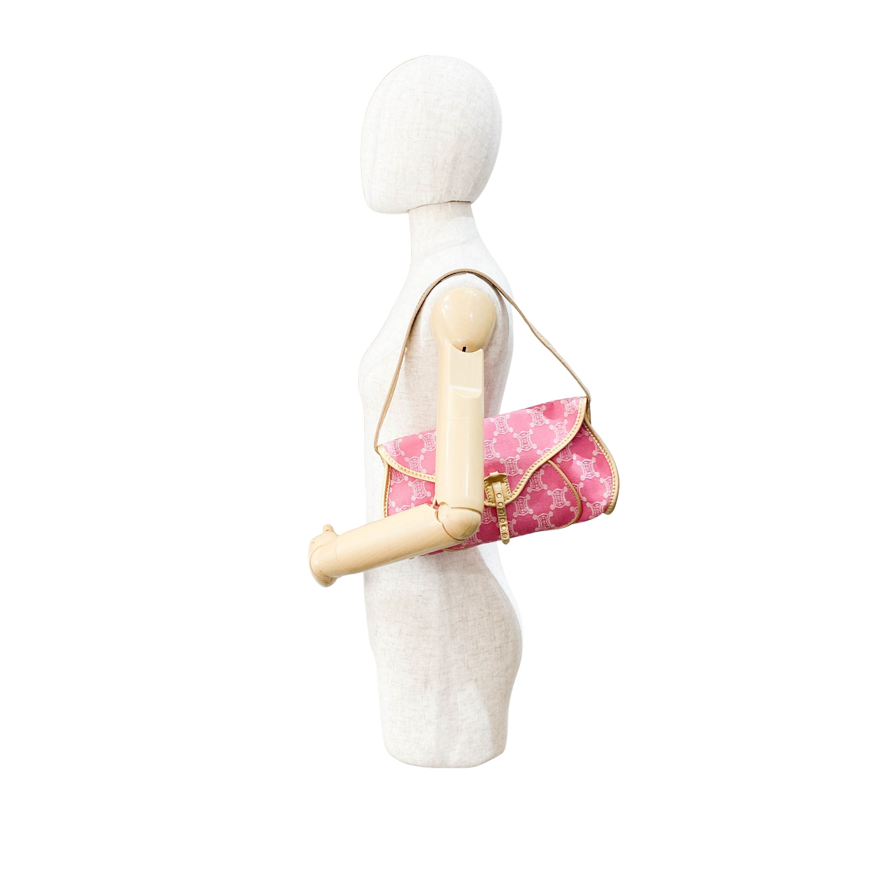 Paris Macadam Pink Canvas Shoulder Bag