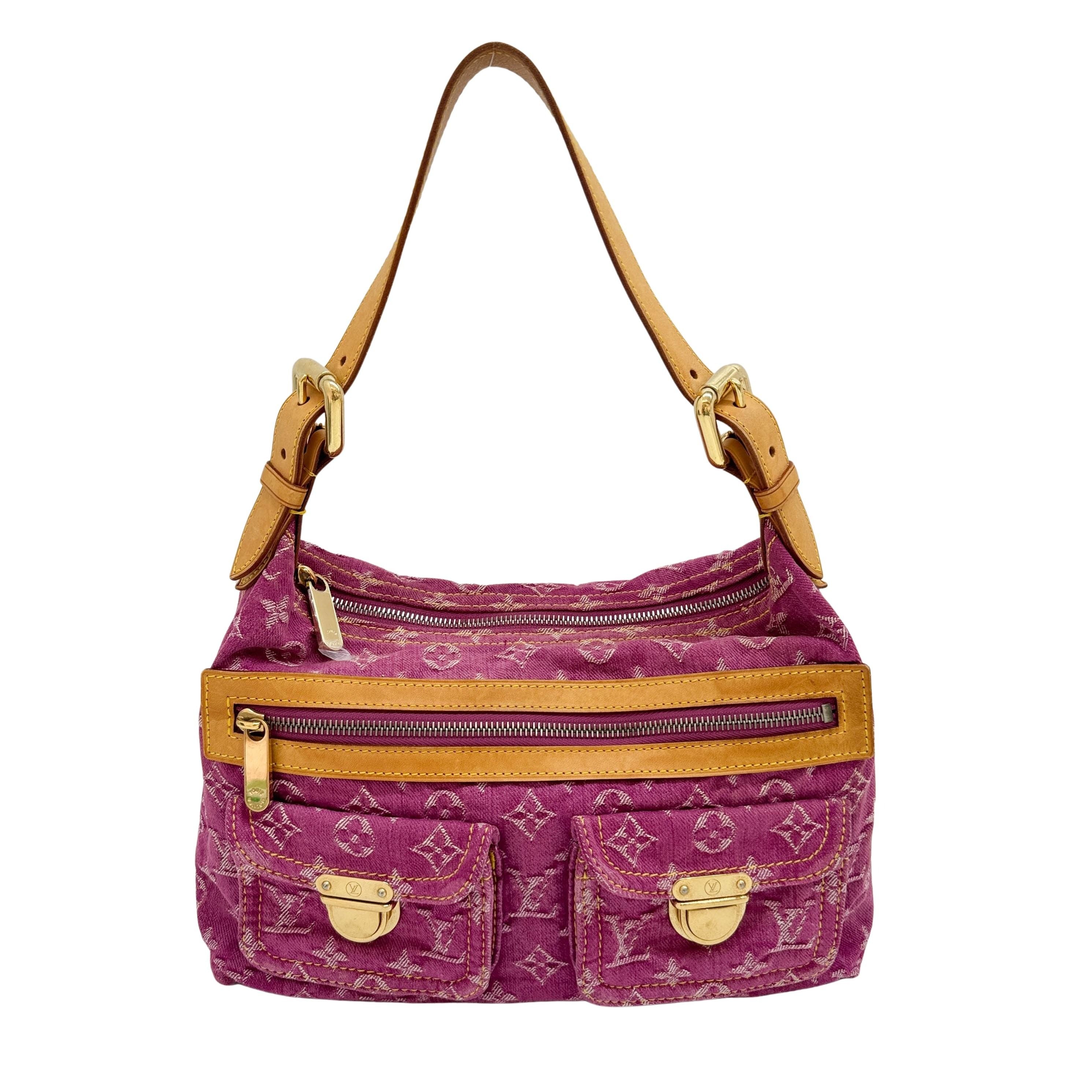 Baggy Pink Monogram Denim Shoulder Bag