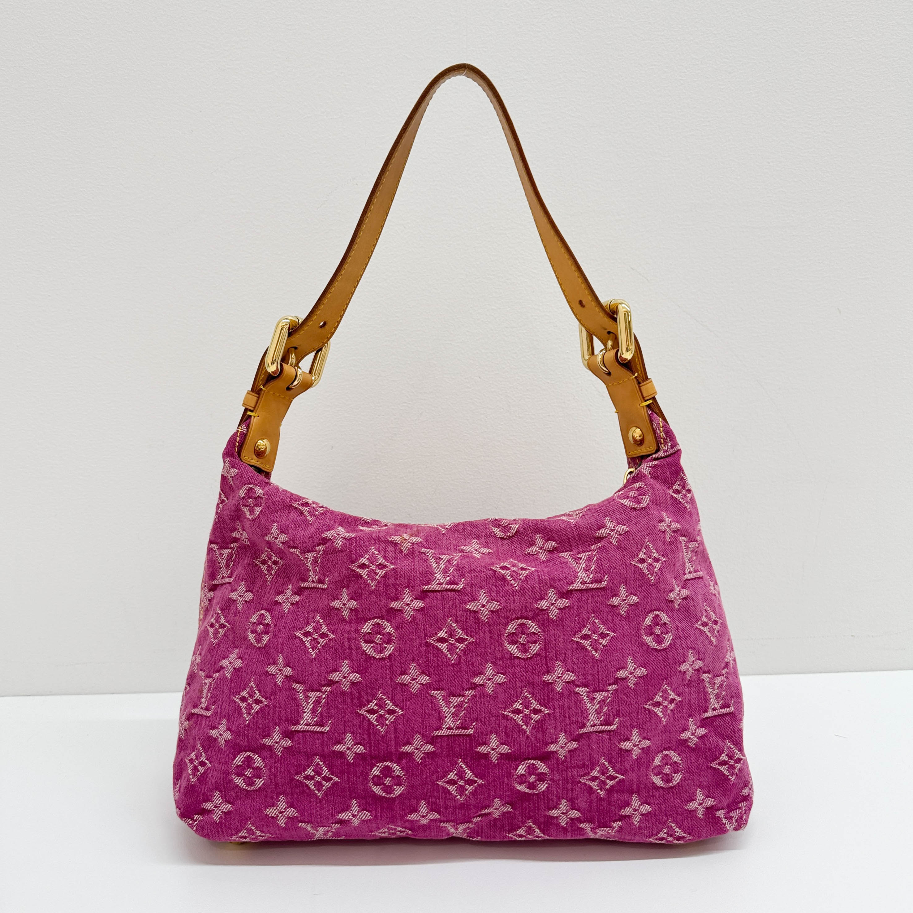 Baggy Pink Monogram Denim Shoulder Bag