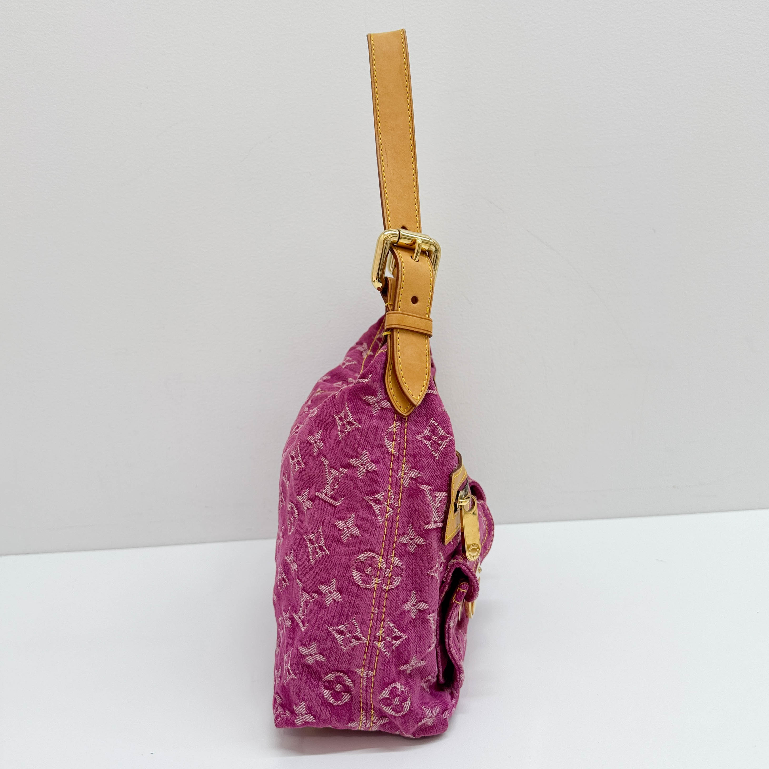 Baggy Pink Monogram Denim Shoulder Bag