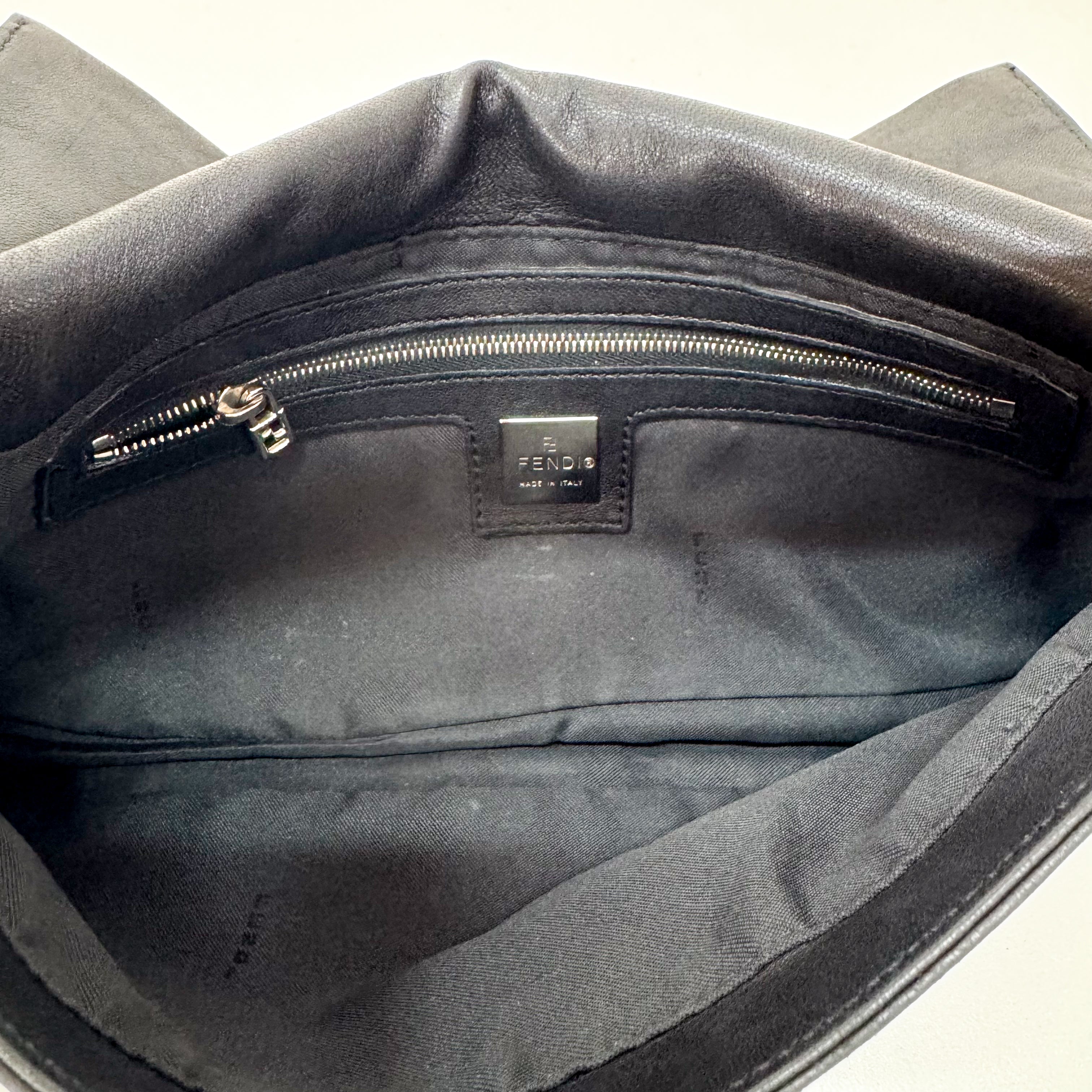 Baguette Black Leather Shoulder Bag