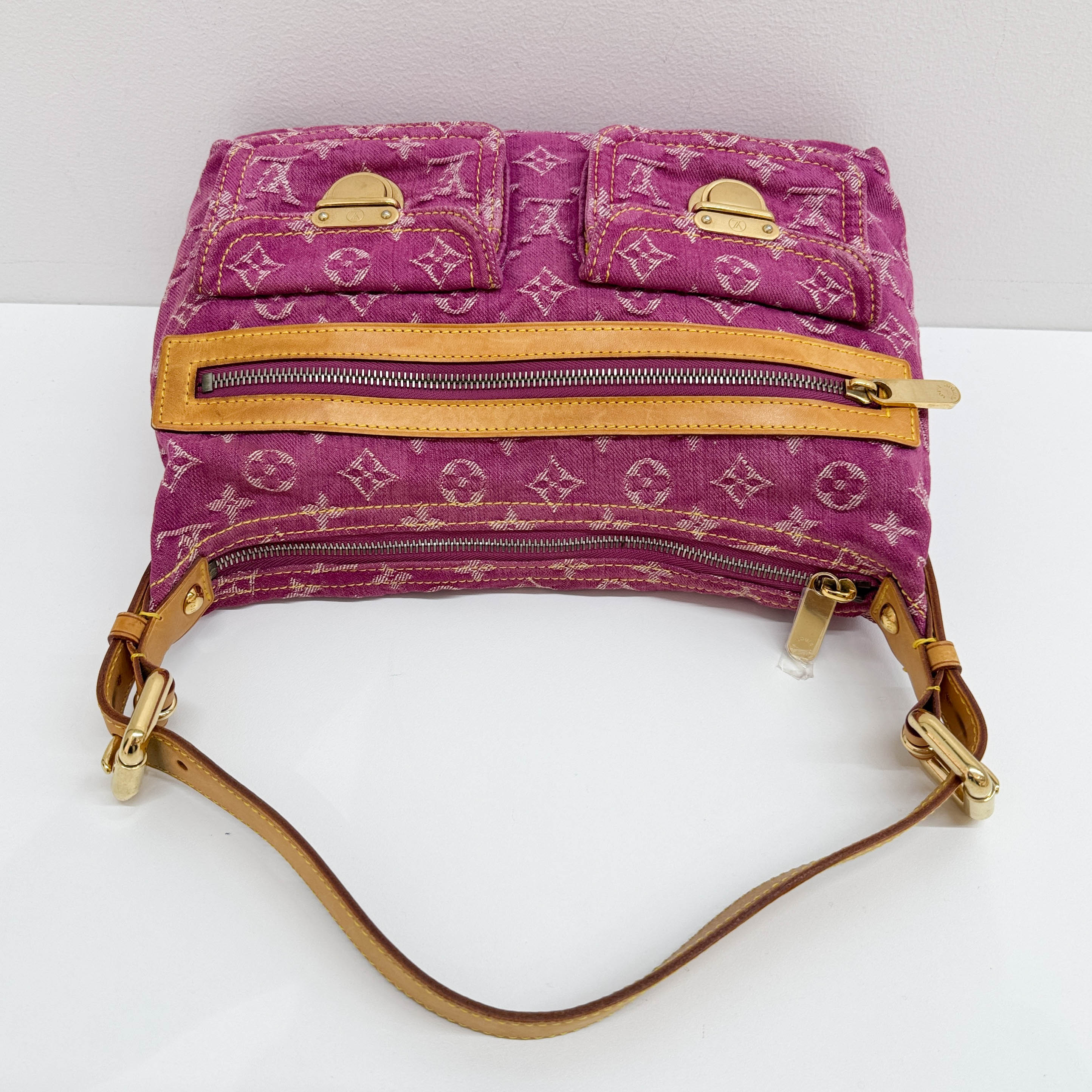 Baggy Pink Monogram Denim Shoulder Bag