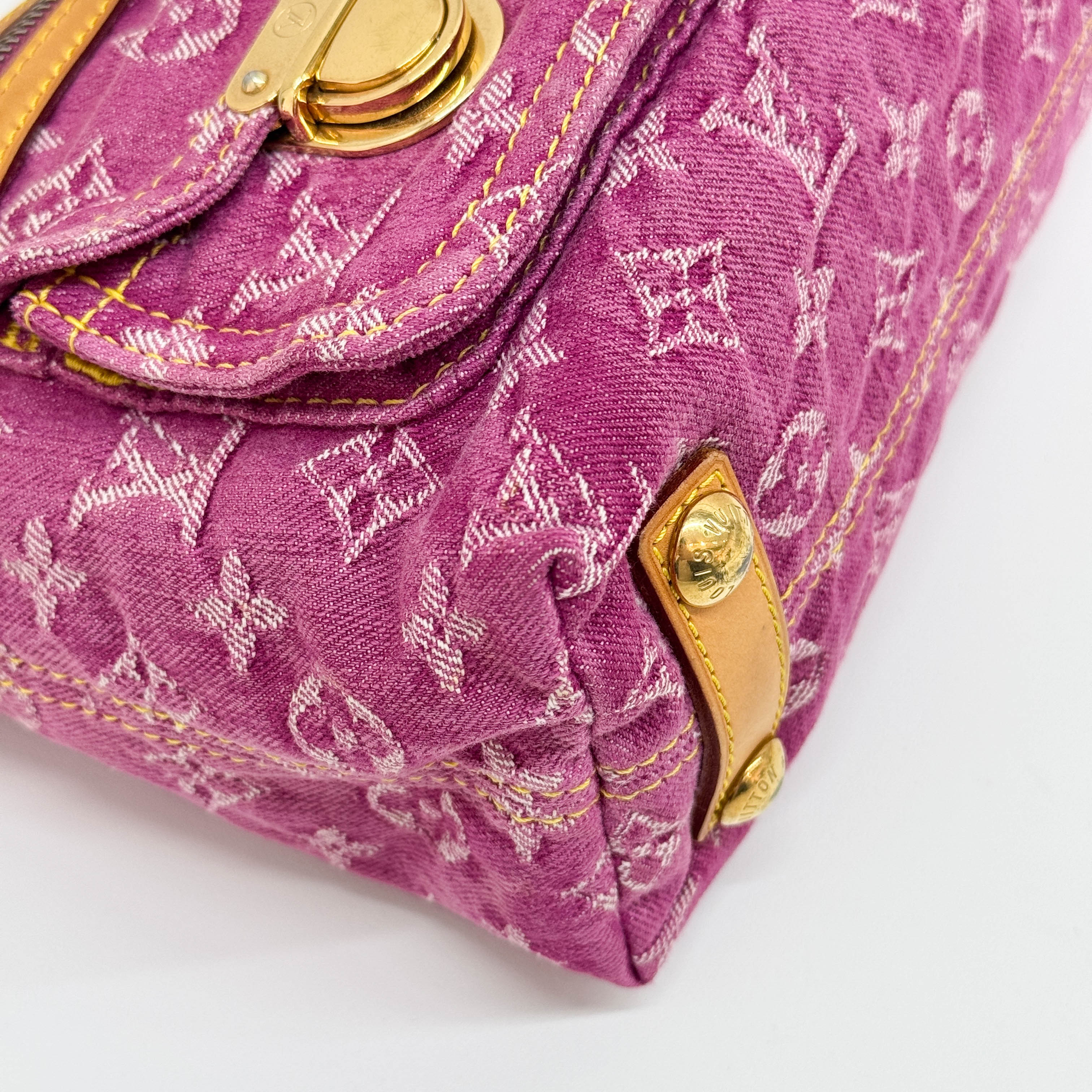 Baggy Pink Monogram Denim Shoulder Bag