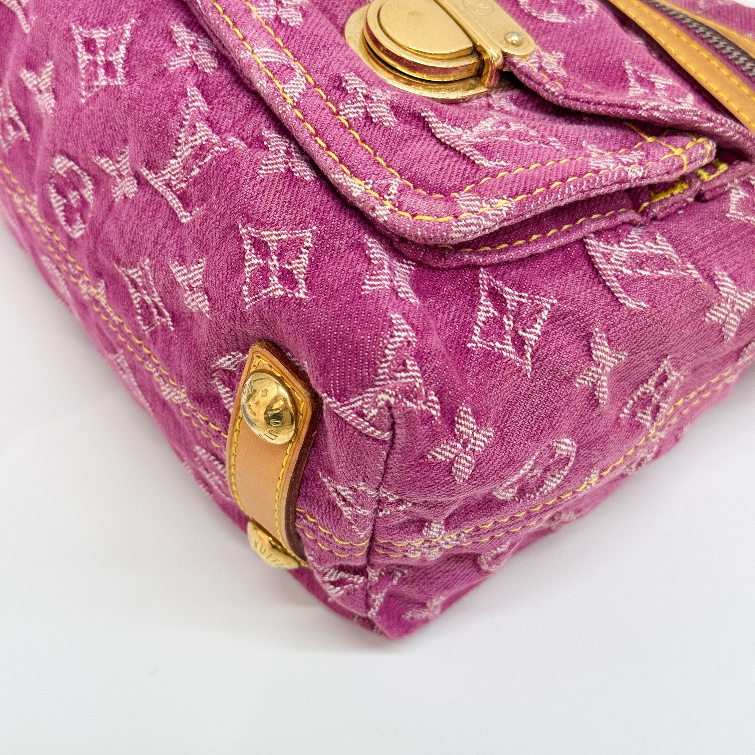 Baggy Pink Monogram Denim Shoulder Bag