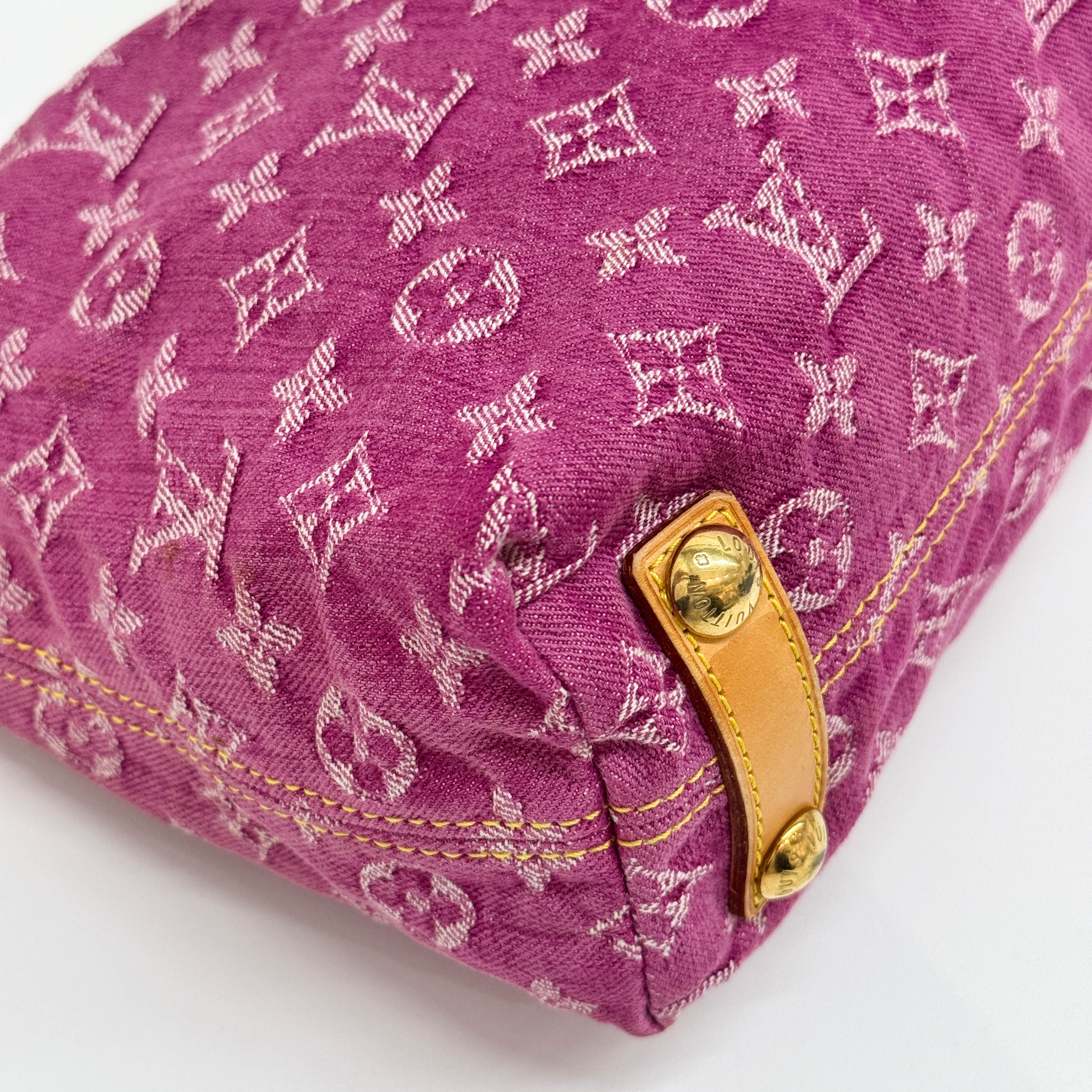 Baggy Pink Monogram Denim Shoulder Bag