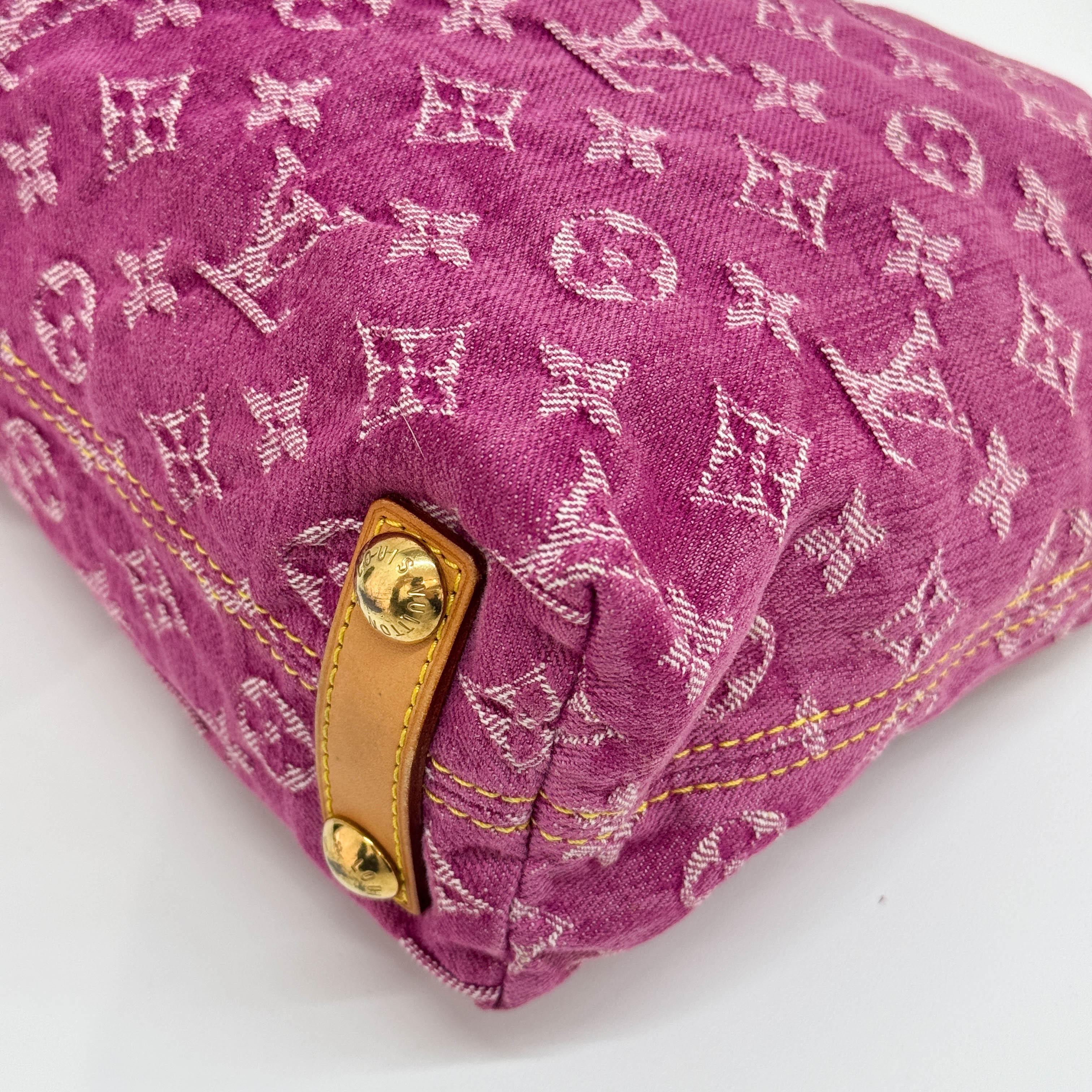 Baggy Pink Monogram Denim Shoulder Bag