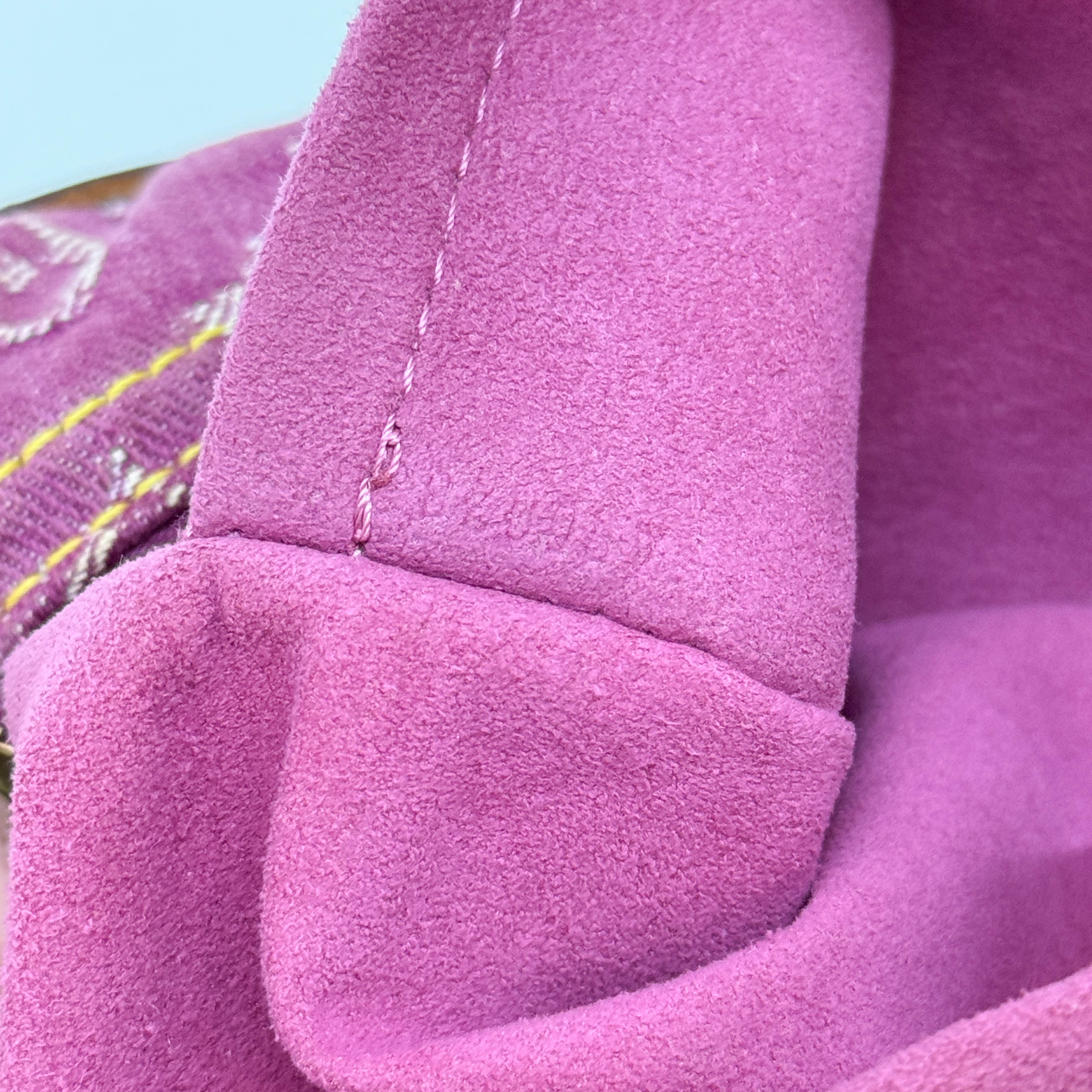 Baggy Pink Monogram Denim Shoulder Bag