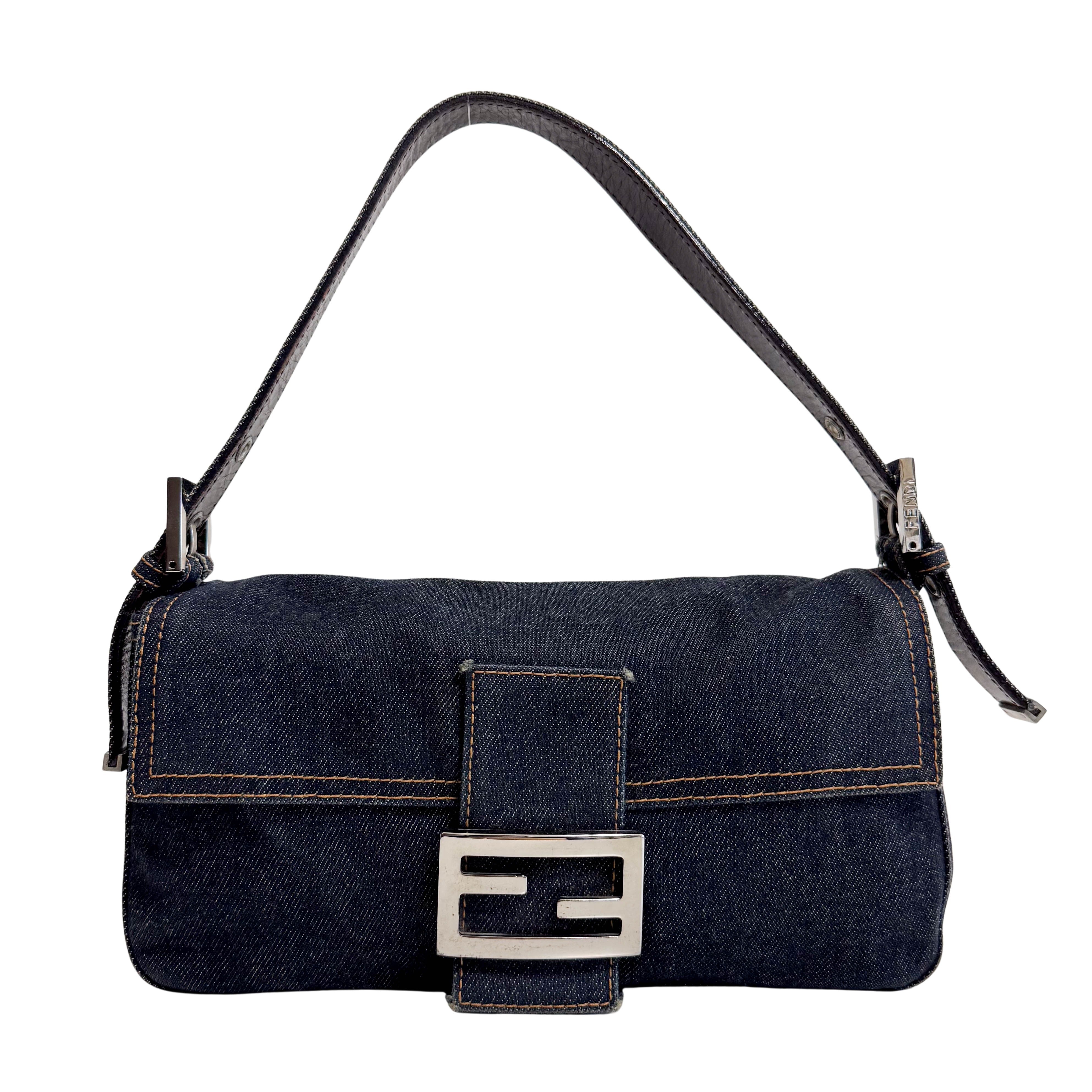 Baguette Blue Denim Shoulder Bag