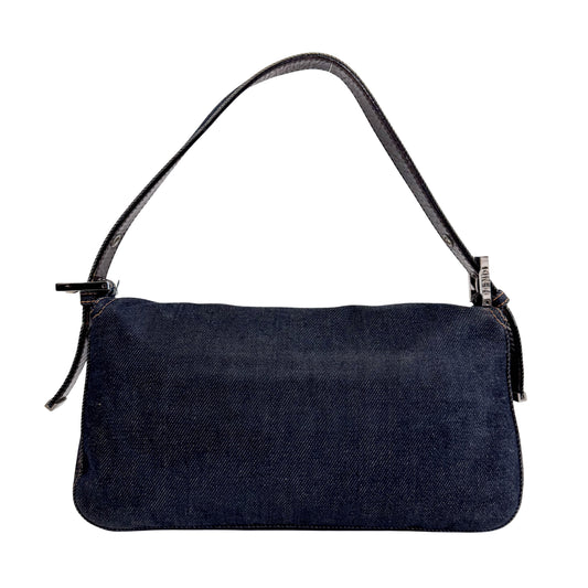 Baguette Blue Denim Shoulder Bag