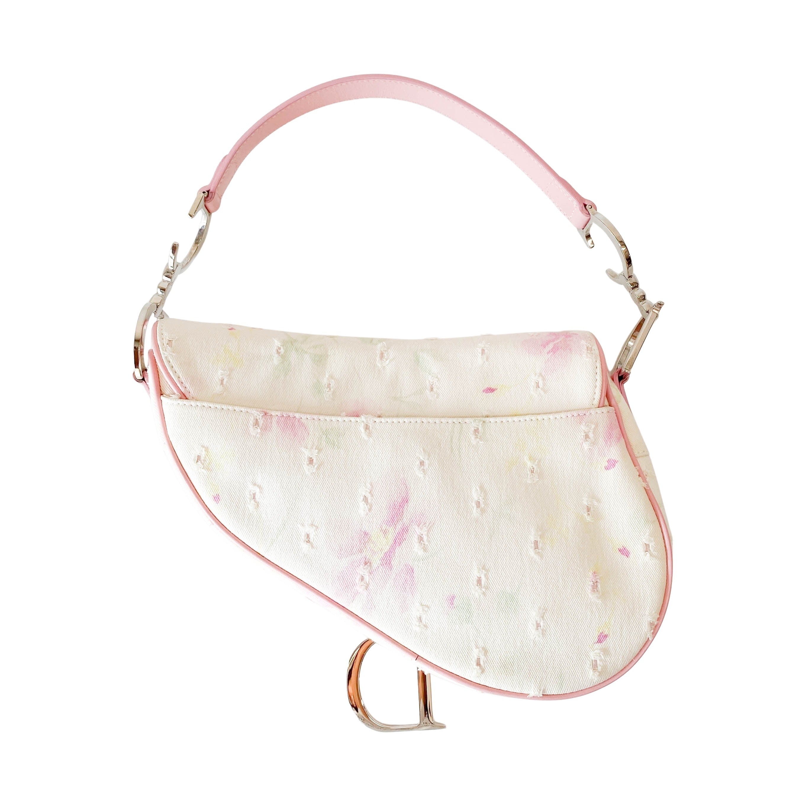 Saddle Cream x Pink Floral Canvas Shoulder Bag