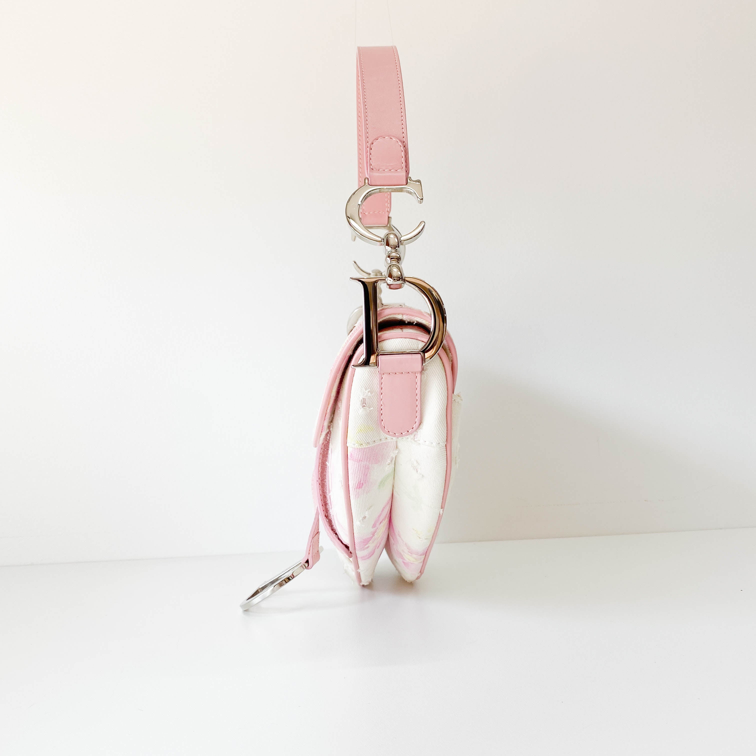 Saddle Cream x Pink Floral Canvas Shoulder Bag