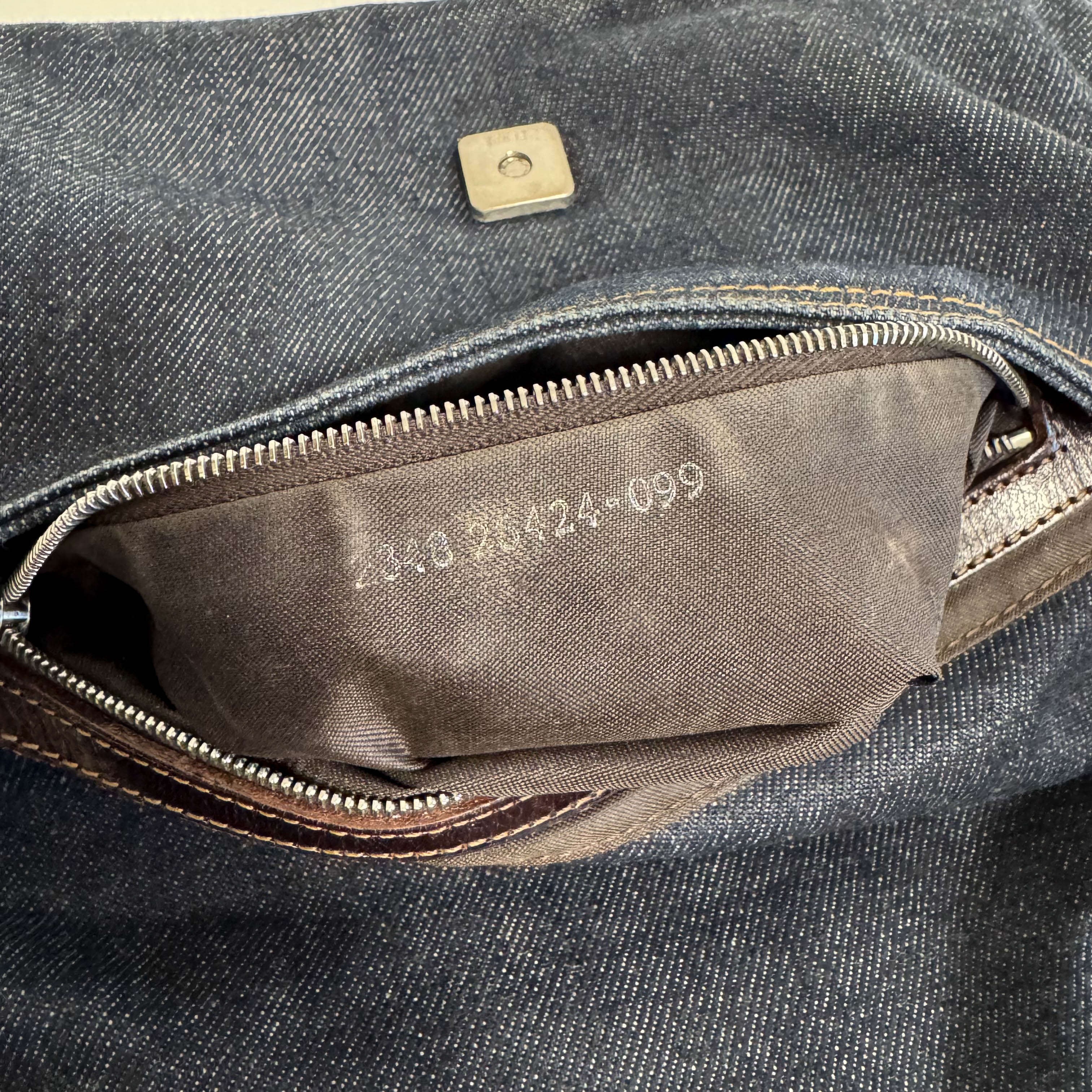 Baguette Blue Denim Shoulder Bag