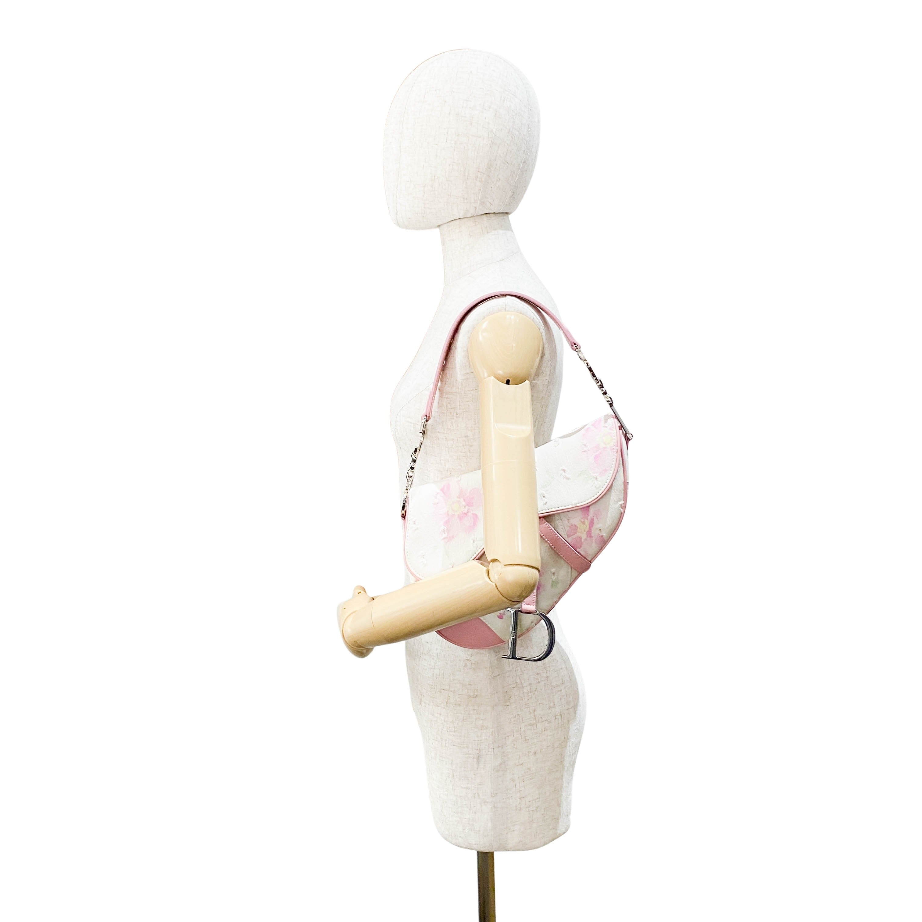 Saddle Cream x Pink Floral Canvas Shoulder Bag